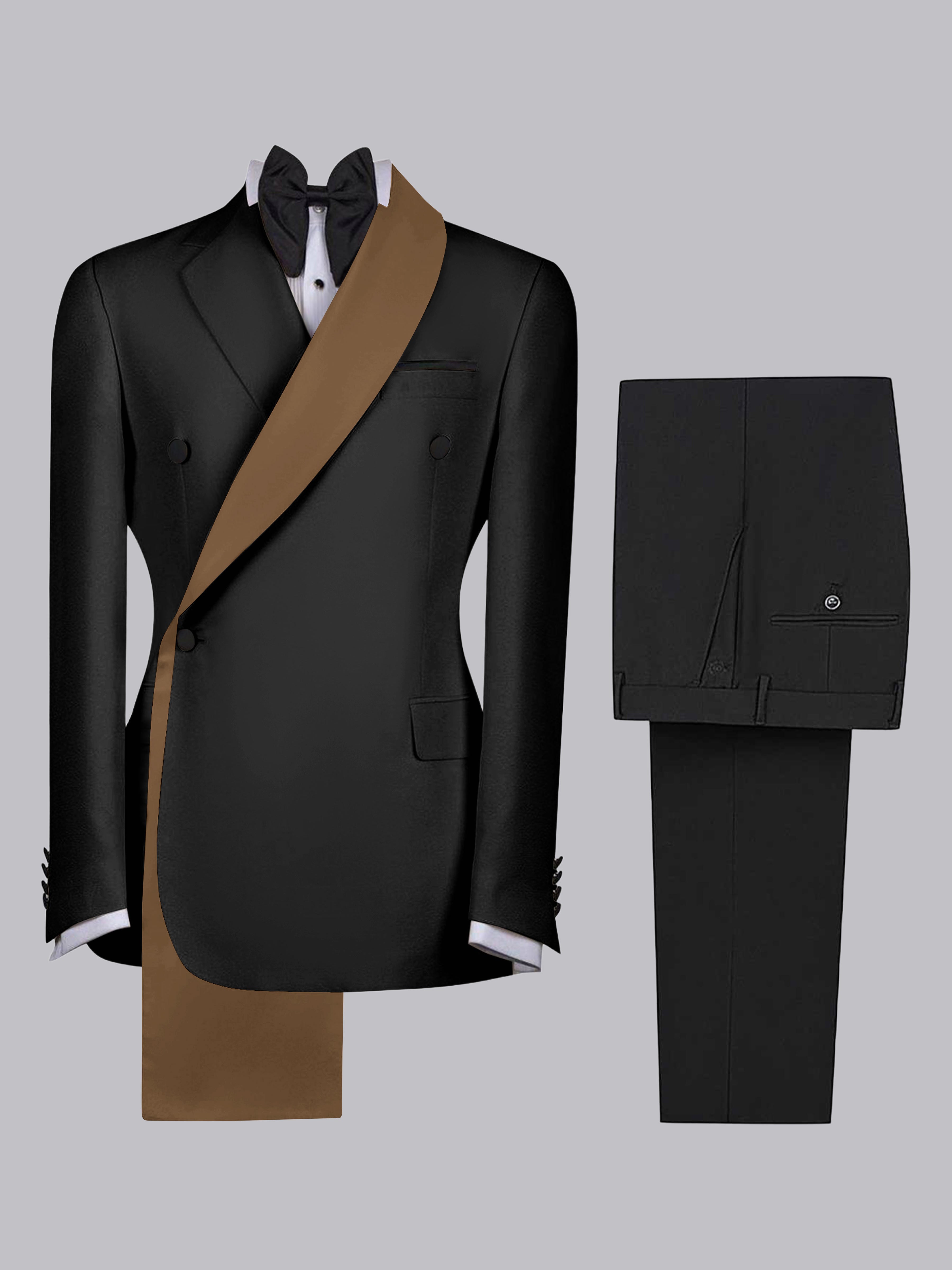 Refined Trim Detail Men's 2 Pieces Shawl Lapel Suit for Elegant Occasions