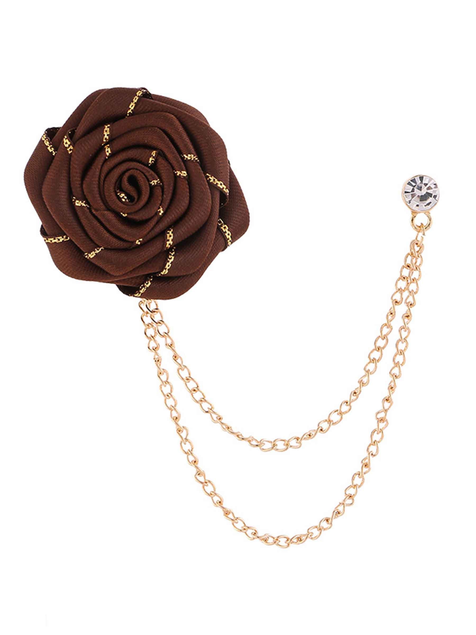 Pomuyoo Trendy Rose Flower Lapel Pins for Men's Suit