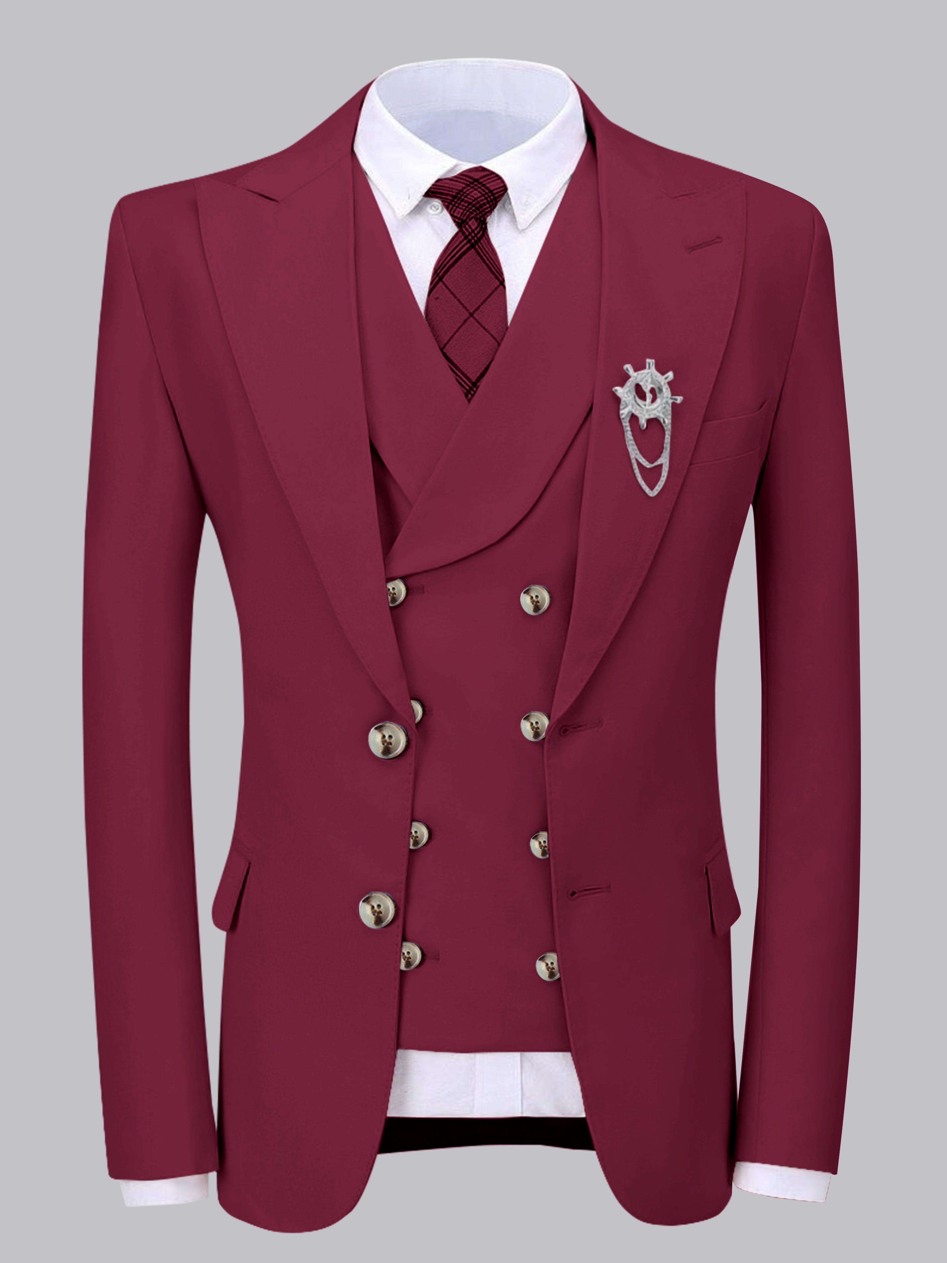 Elegant Men's Two Buttons 2 Pieces Wedding Suit Jacket & Vest