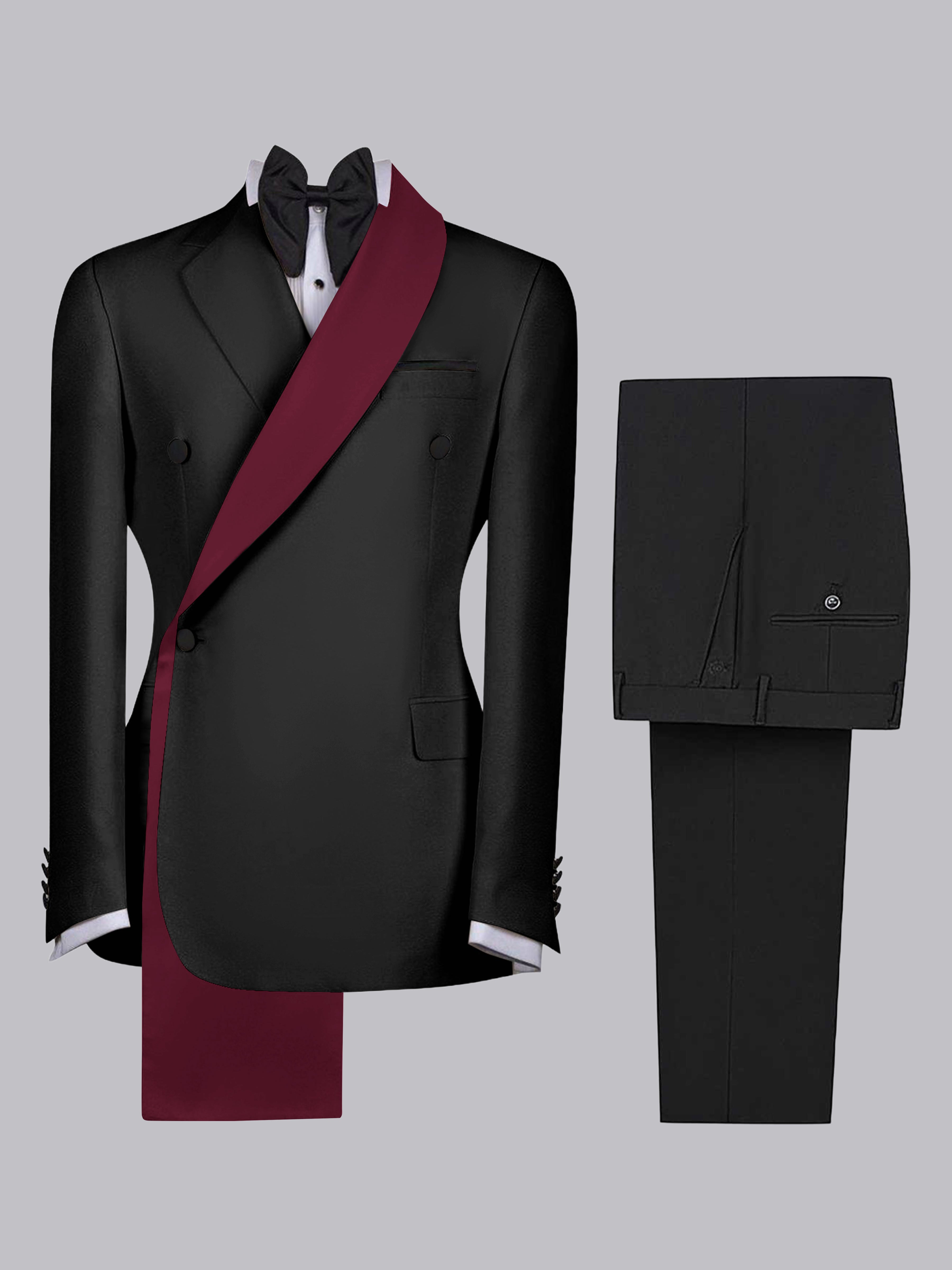 Refined Trim Detail Men's 2 Pieces Shawl Lapel Suit for Elegant Occasions