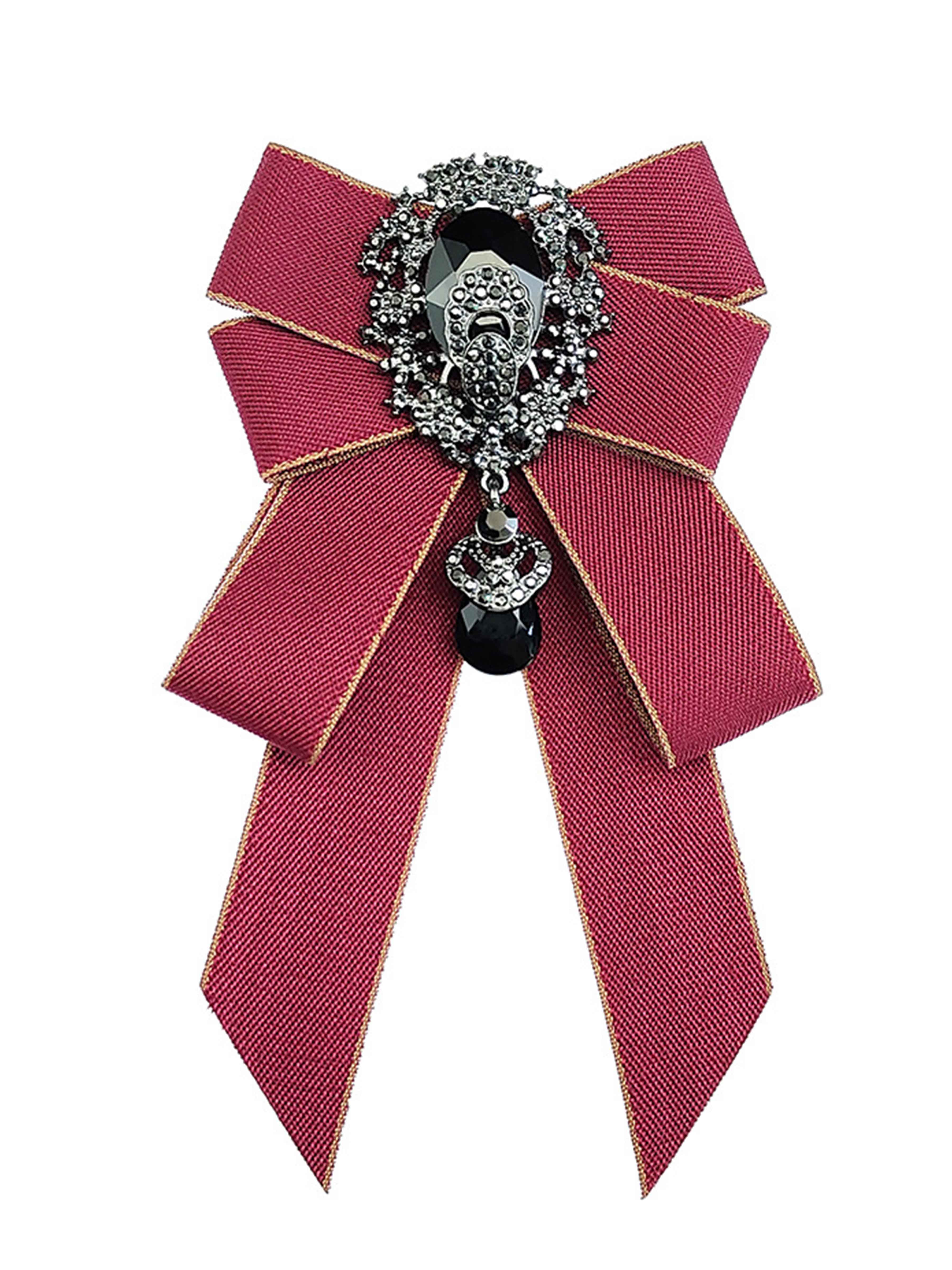 Men's Rhinestone Ribbon Bow Tie Brooch for Suits & Formal Wear