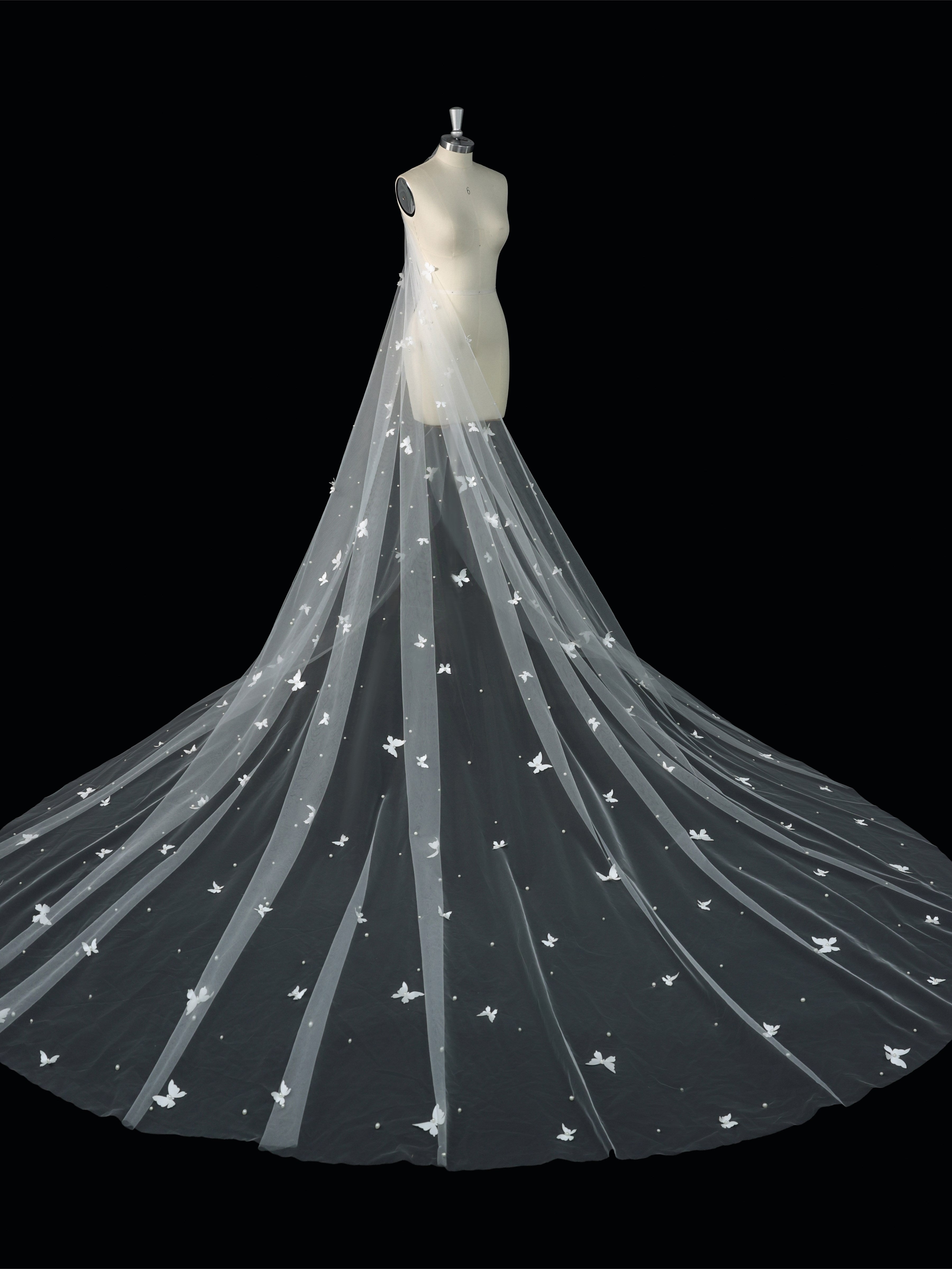 Butterfly Cathedral Wedding Veil with Soft Tulle
