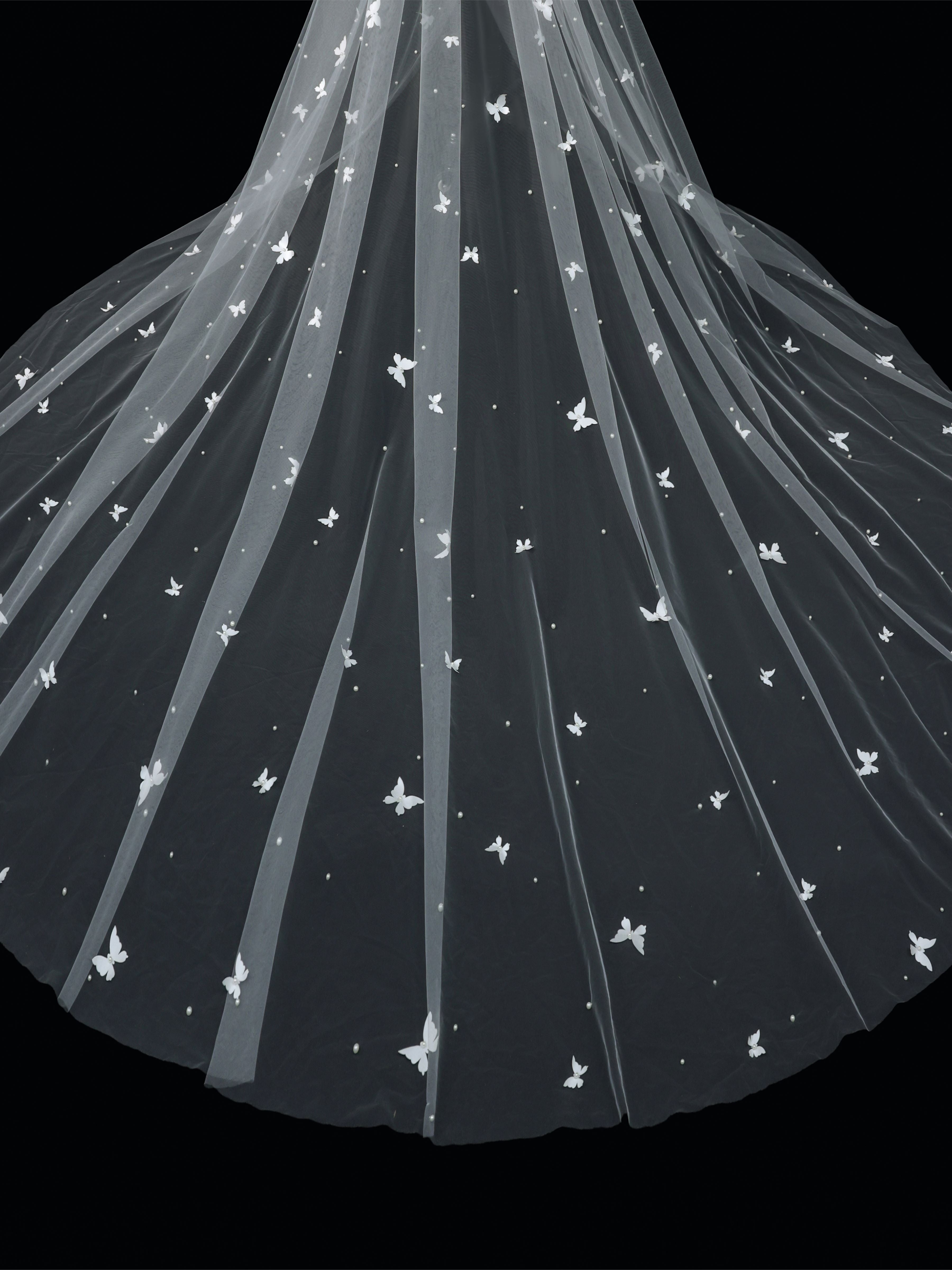 Butterfly Cathedral Wedding Veil with Soft Tulle