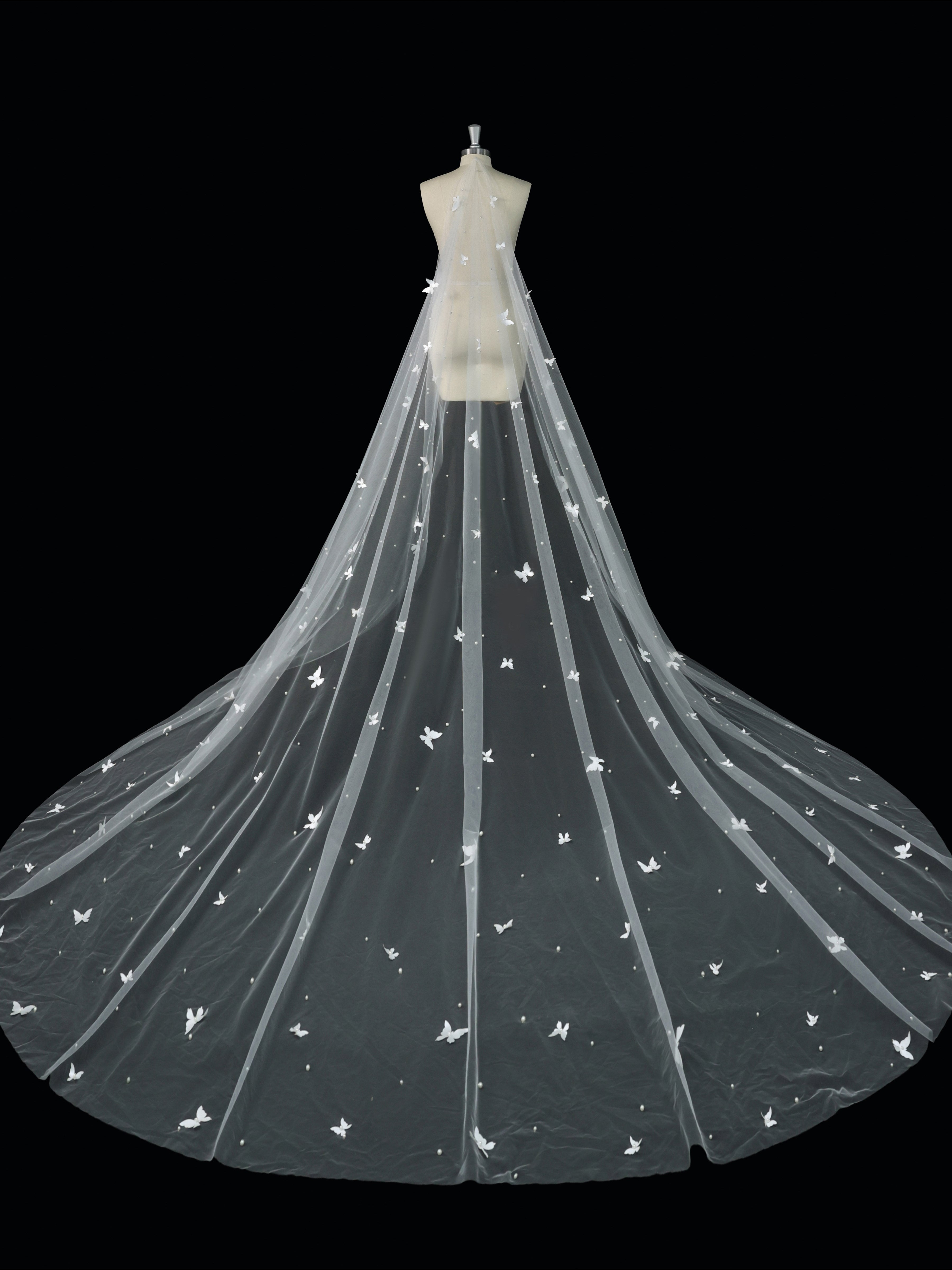 Butterfly Cathedral Wedding Veil with Soft Tulle