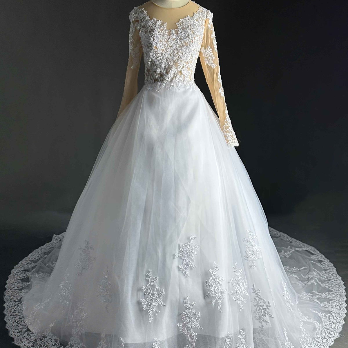 Catherine A-Line Long Sleeves Lace Court Train Wedding Dress Catherine A-Line Long Sleeves Lace Court Train Wedding Dress