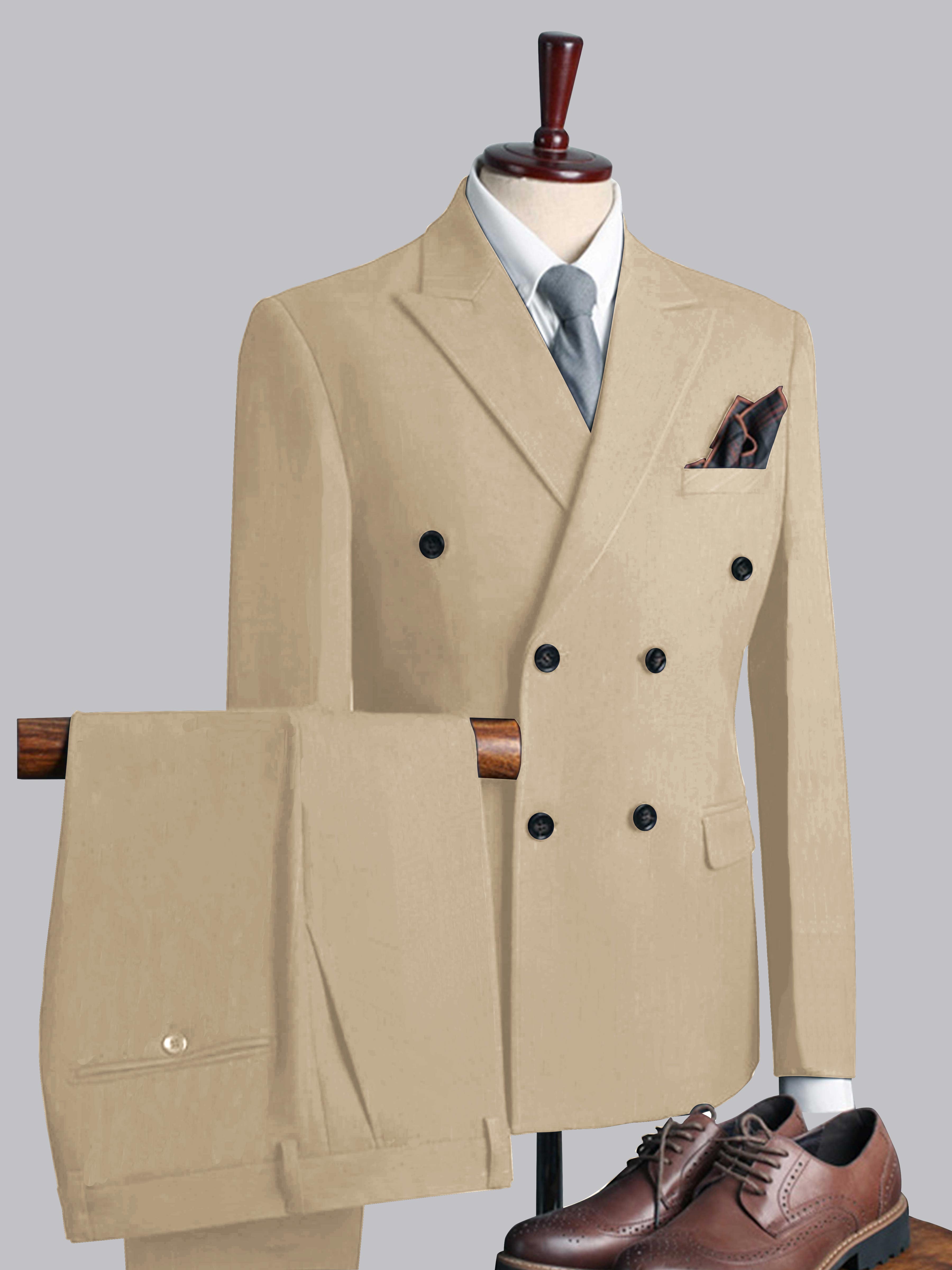 Men's Casual Double Breasted Solid Color 3 Pieces Wedding Suits
