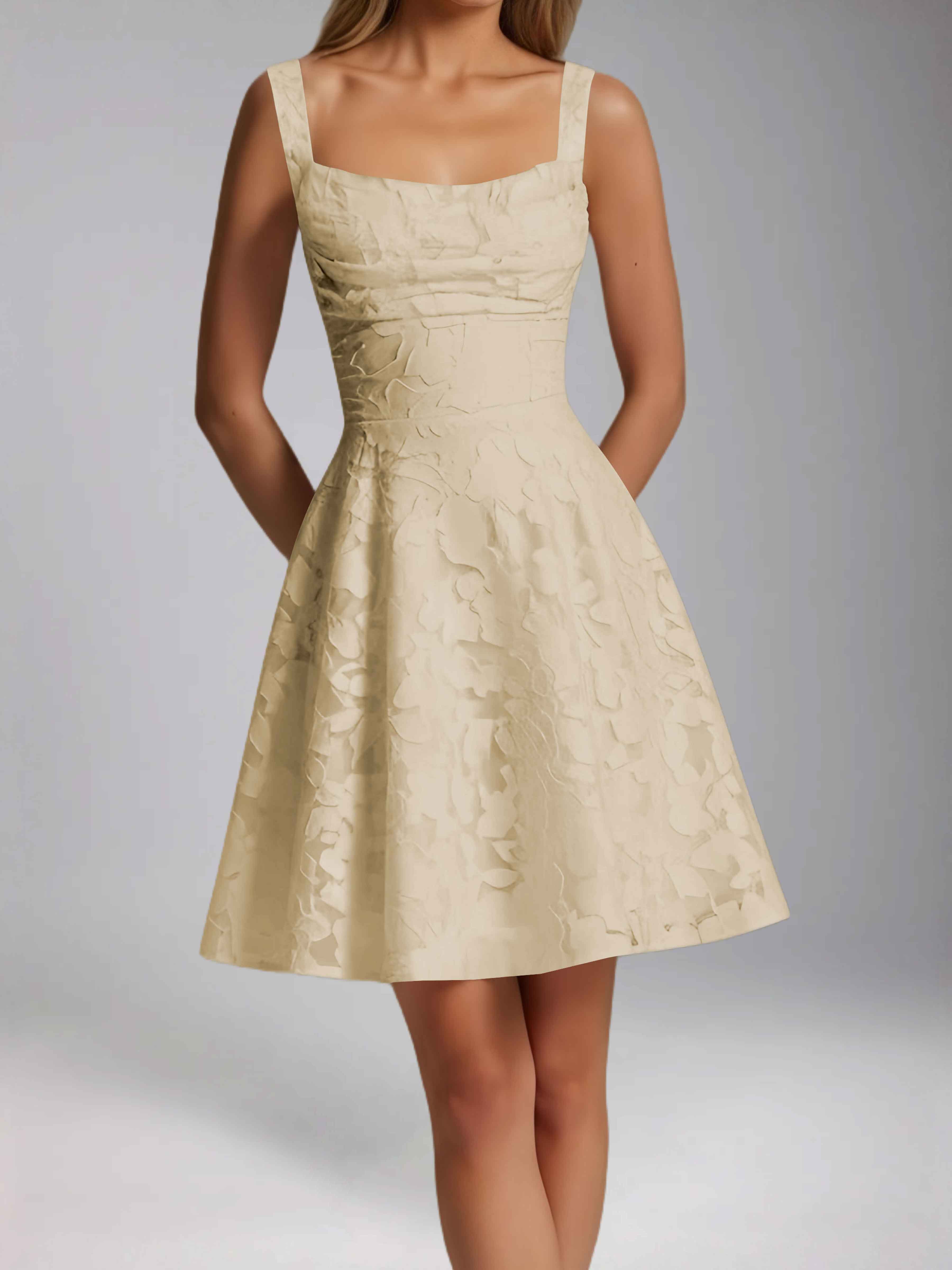 Oraelvanna Elegant Pleated A-Line Jacquard Short Party Dresses