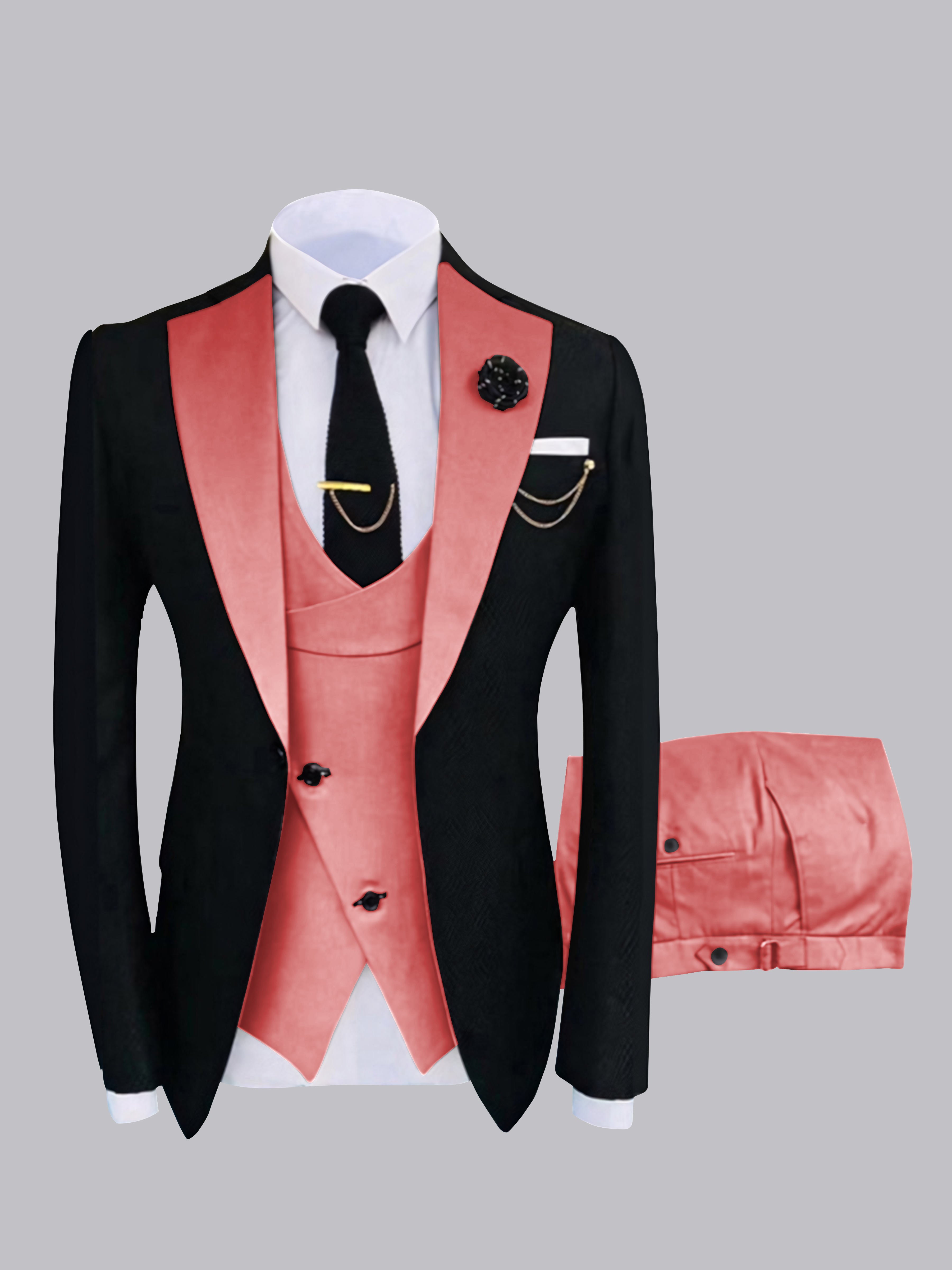 Chic Men's One Button Contrast Finishes 3 Pieces Suits