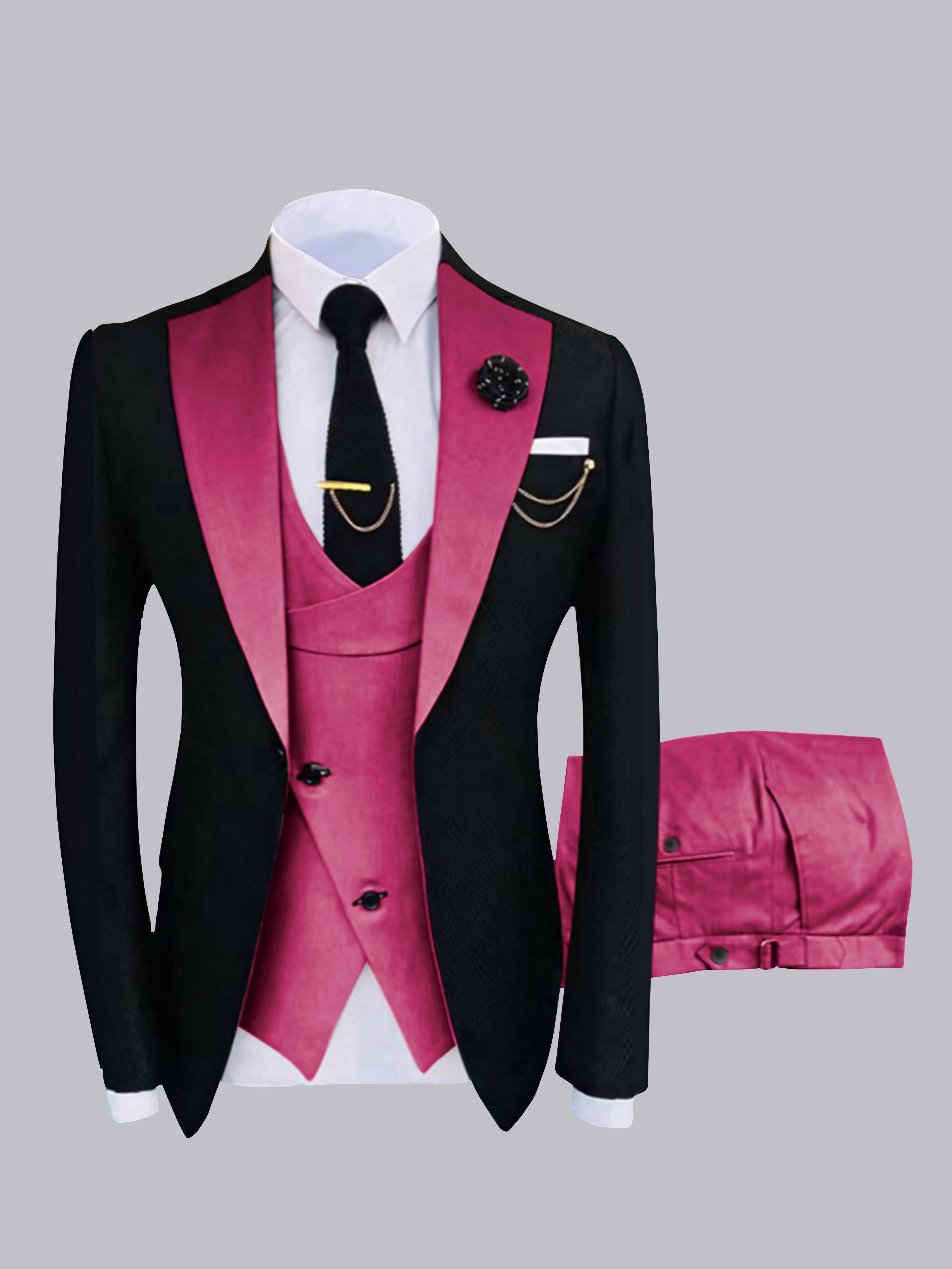 Chic Men's One Button Contrast Finishes 3 Pieces Suits