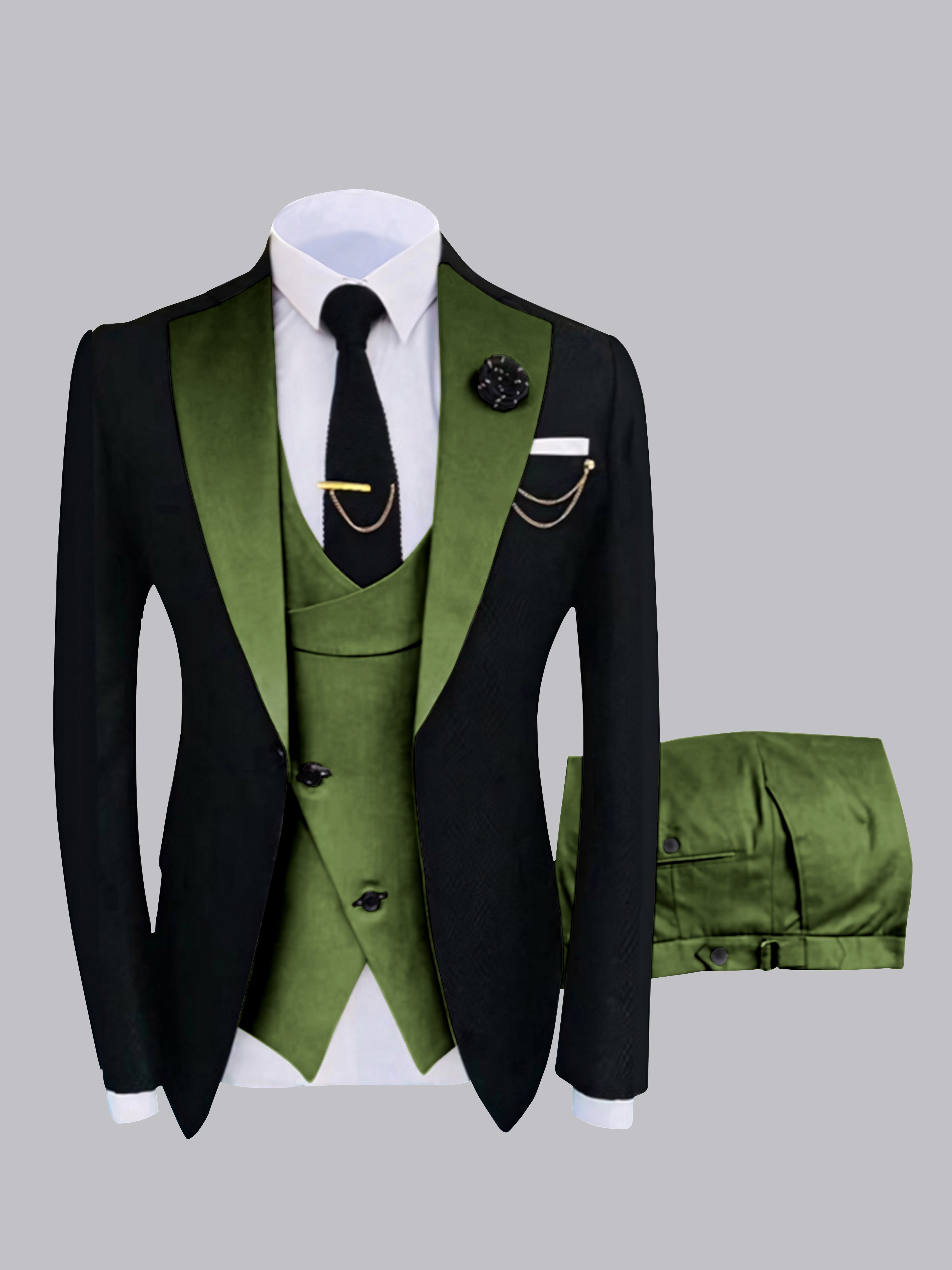 Chic Men's One Button Contrast Finishes 3 Pieces Suits