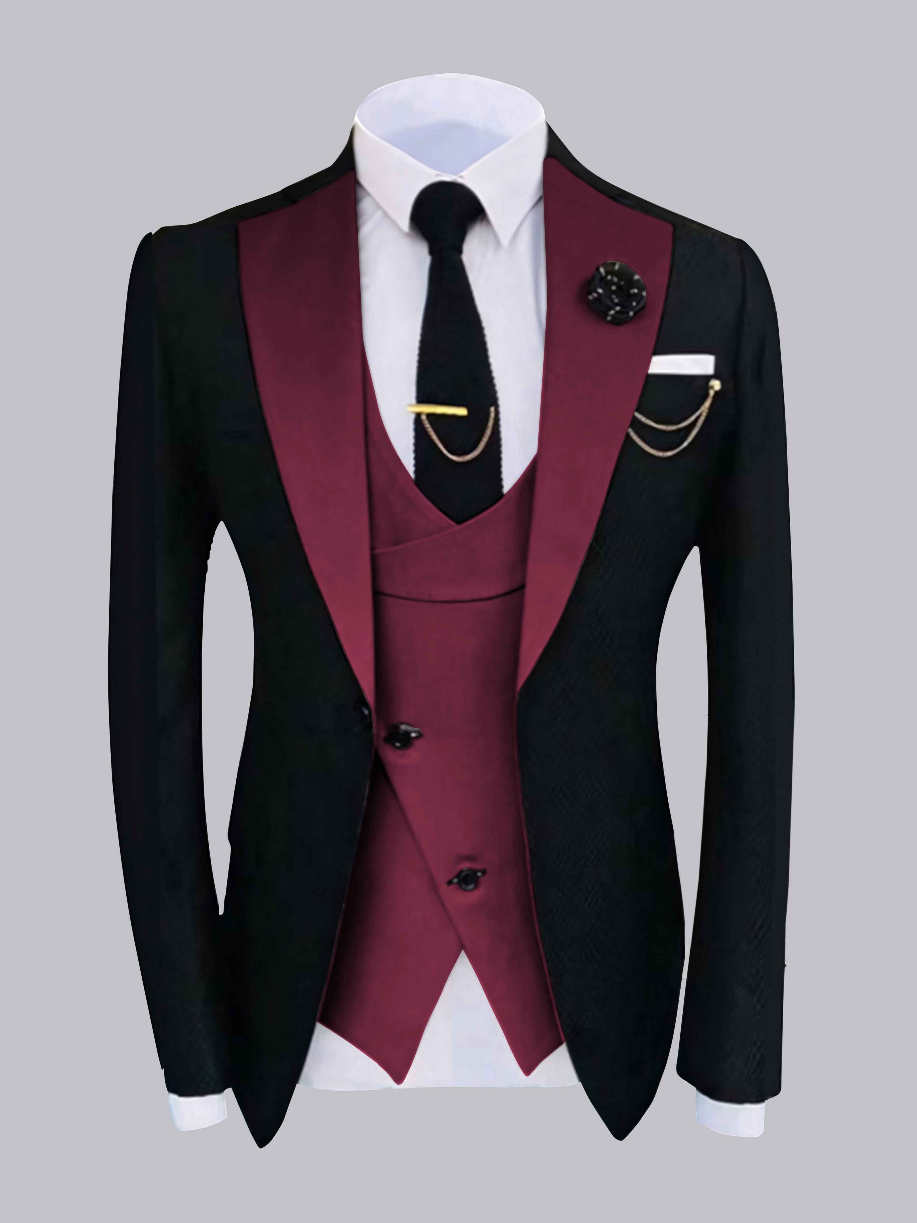 Chic Men's One Button Contrast Finishes Jacket