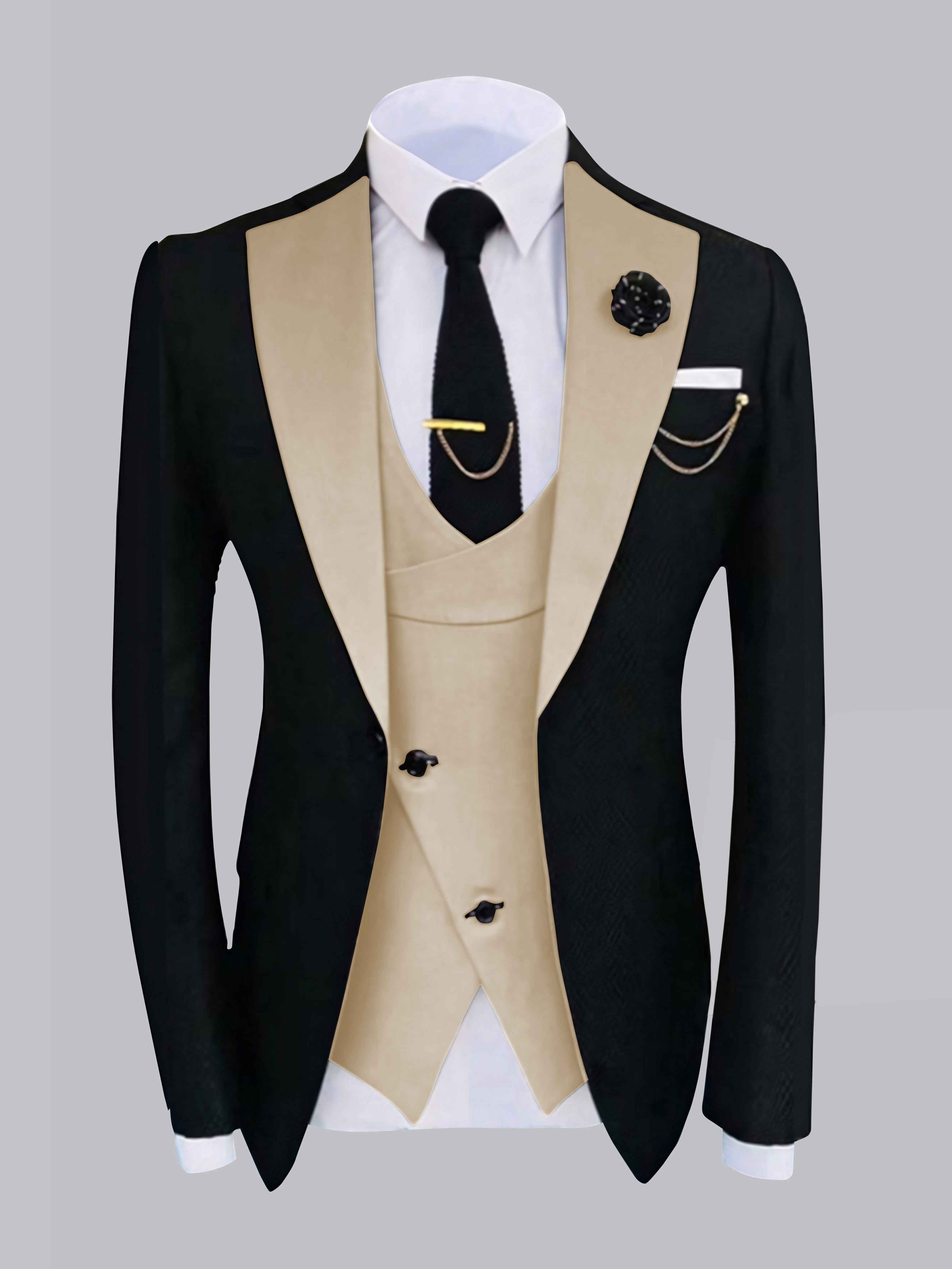 Chic Men's One Button Contrast Finishes Jacket