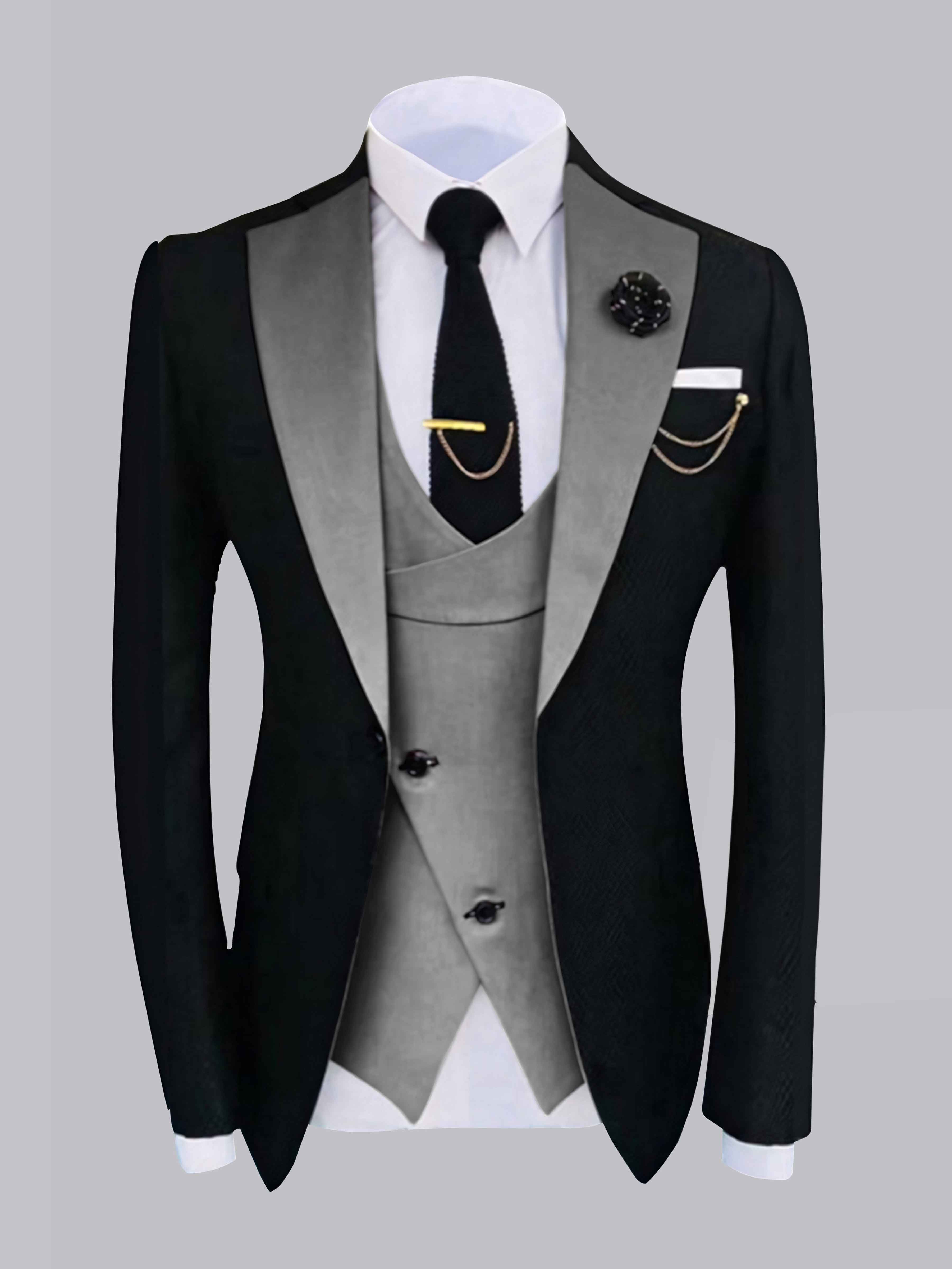 Chic Men's One Button Contrast Finishes Jacket