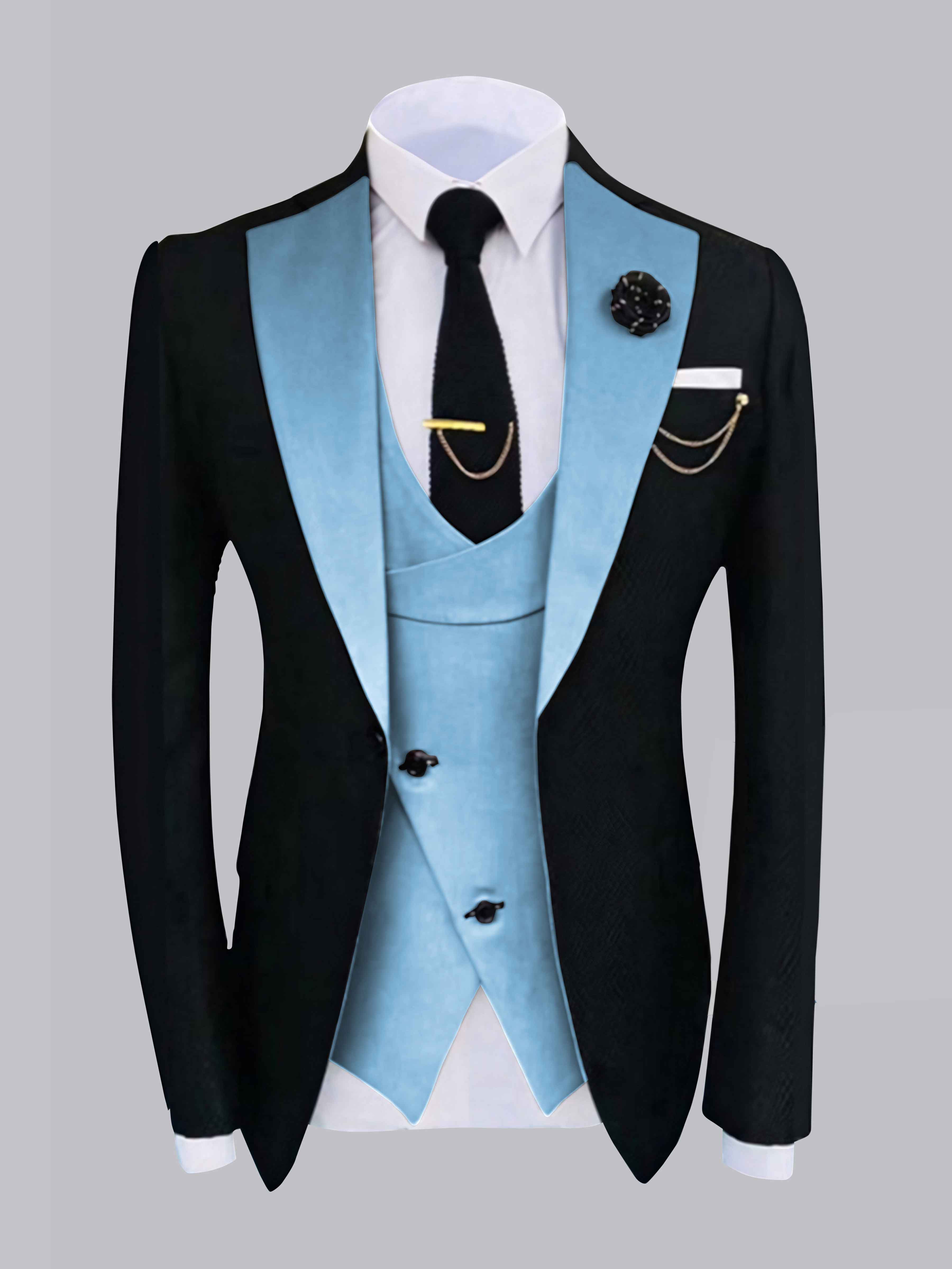 Chic Men's One Button Contrast Finishes Jacket