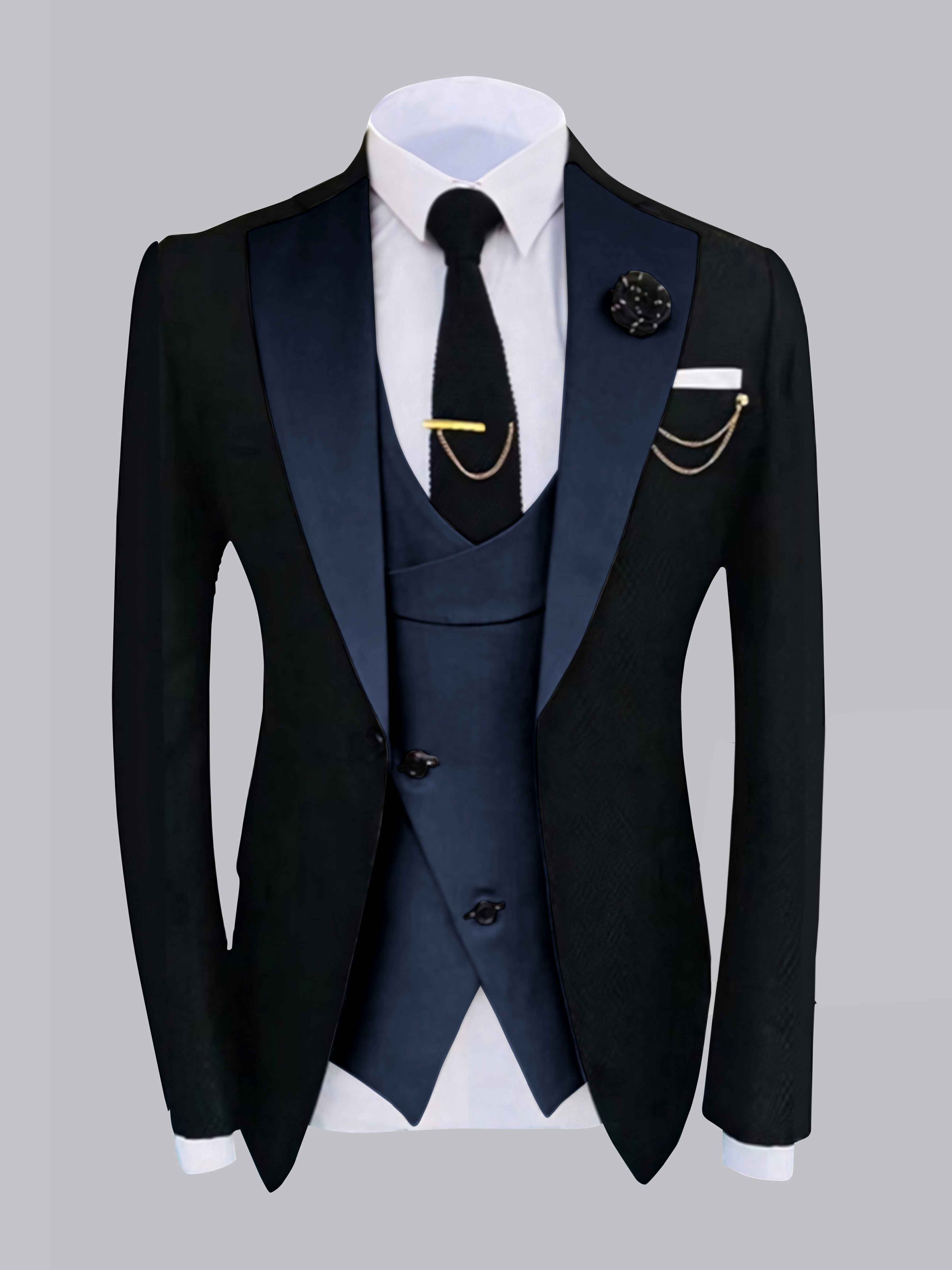 Chic Men's One Button Contrast Finishes Jacket