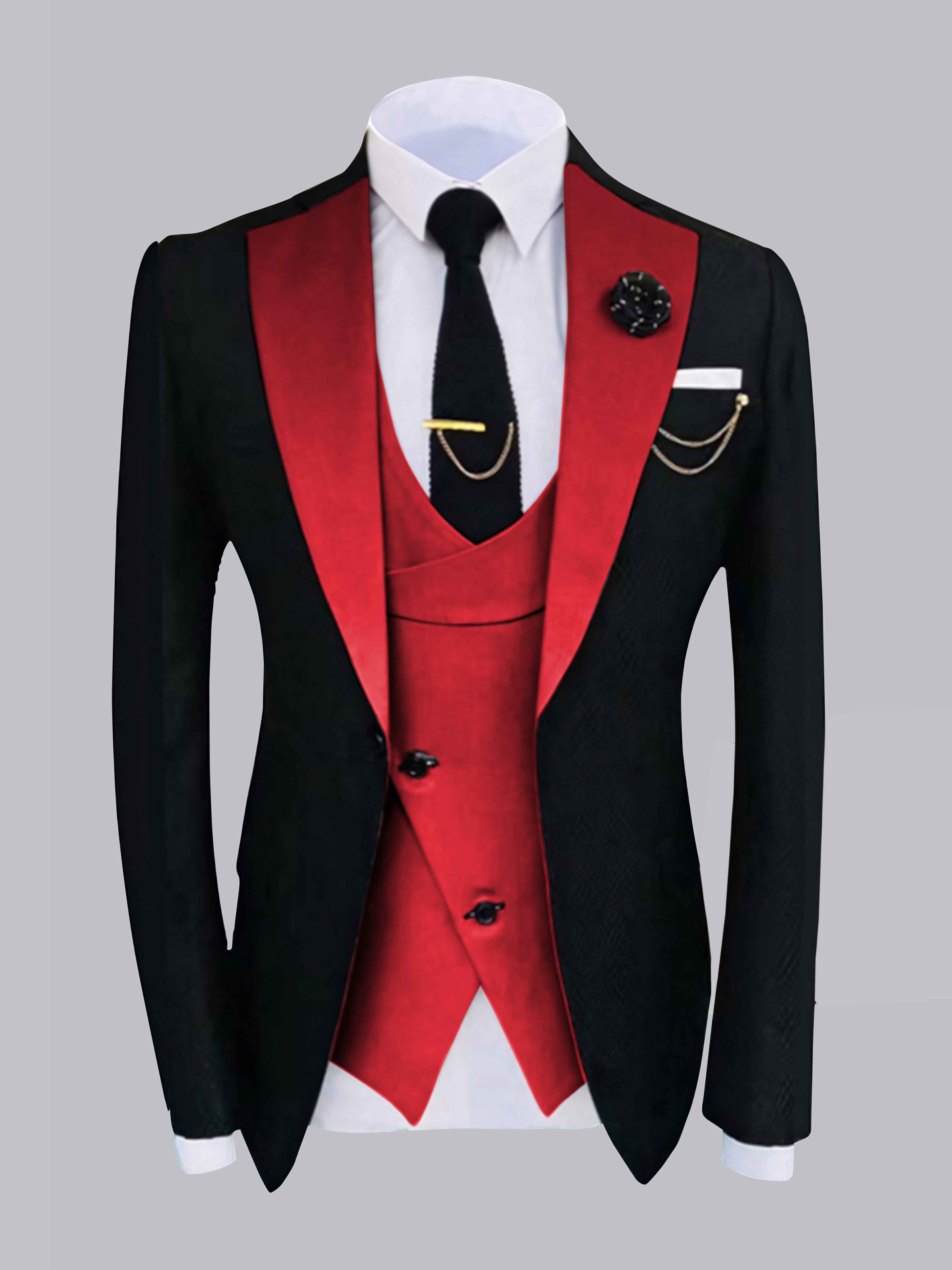 Chic Men's One Button Contrast Finishes Jacket