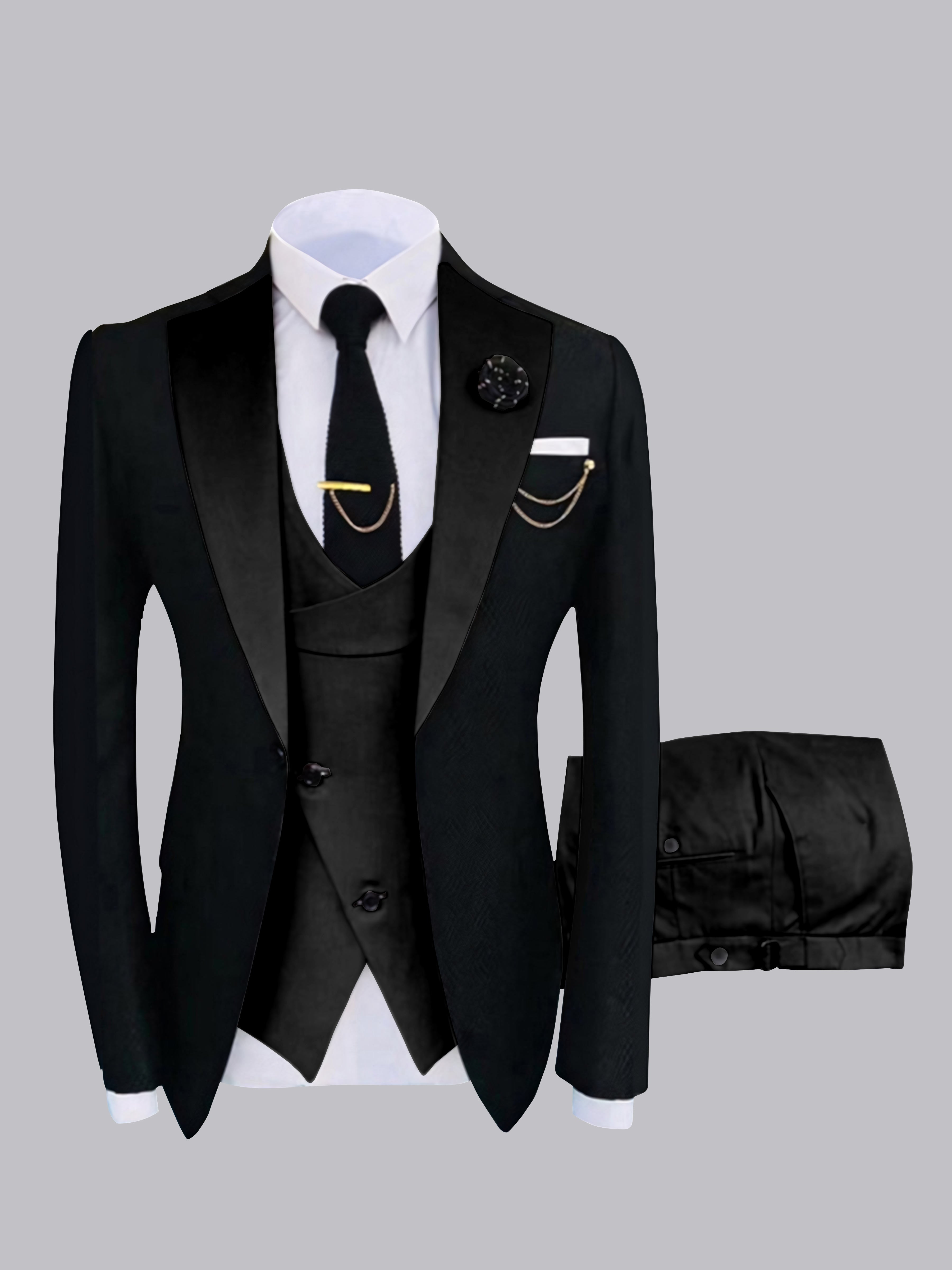 Chic Men's One Button Contrast Finishes 3 Pieces Suits