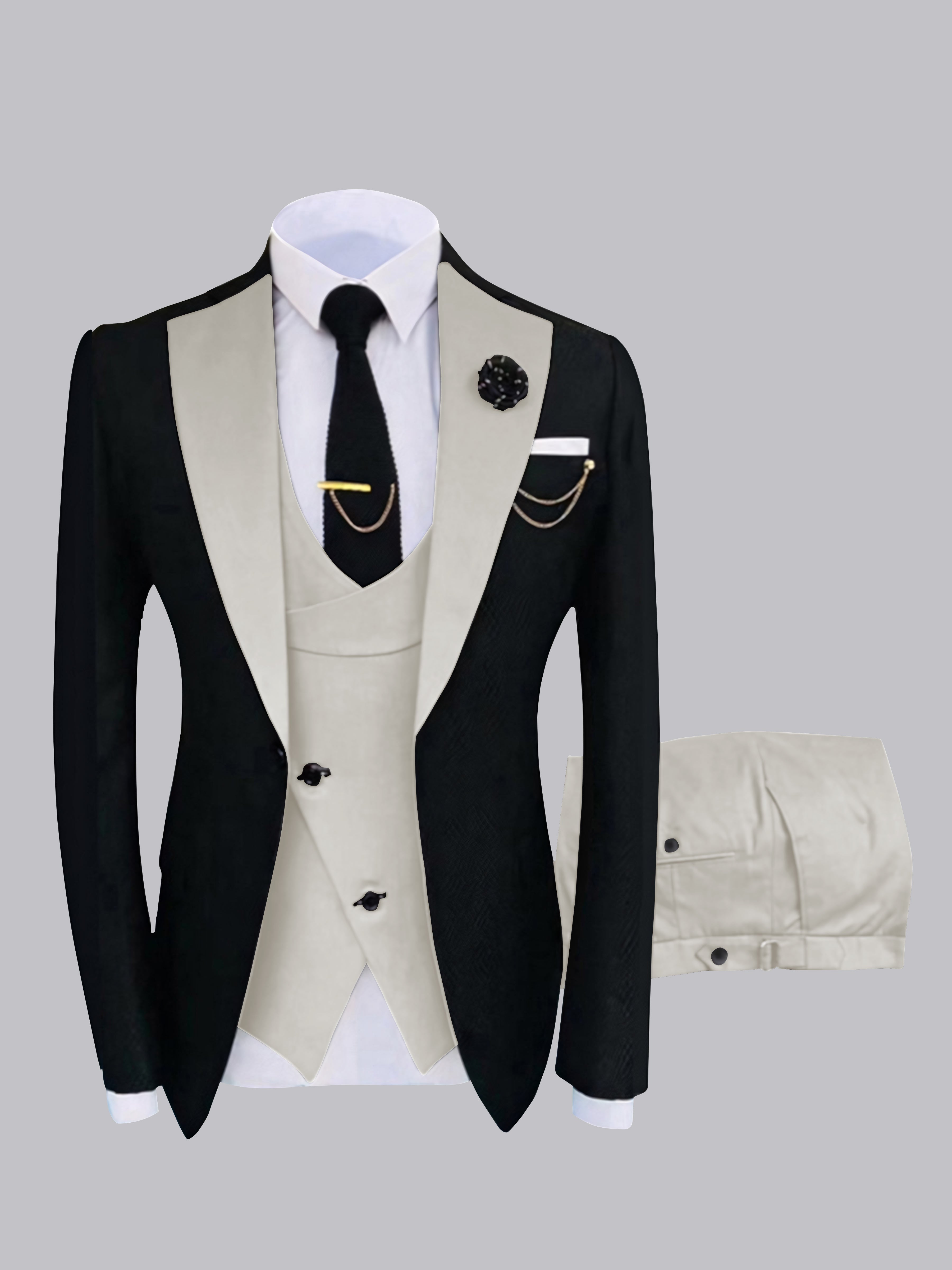 Chic Men's One Button Contrast Finishes 3 Pieces Suits