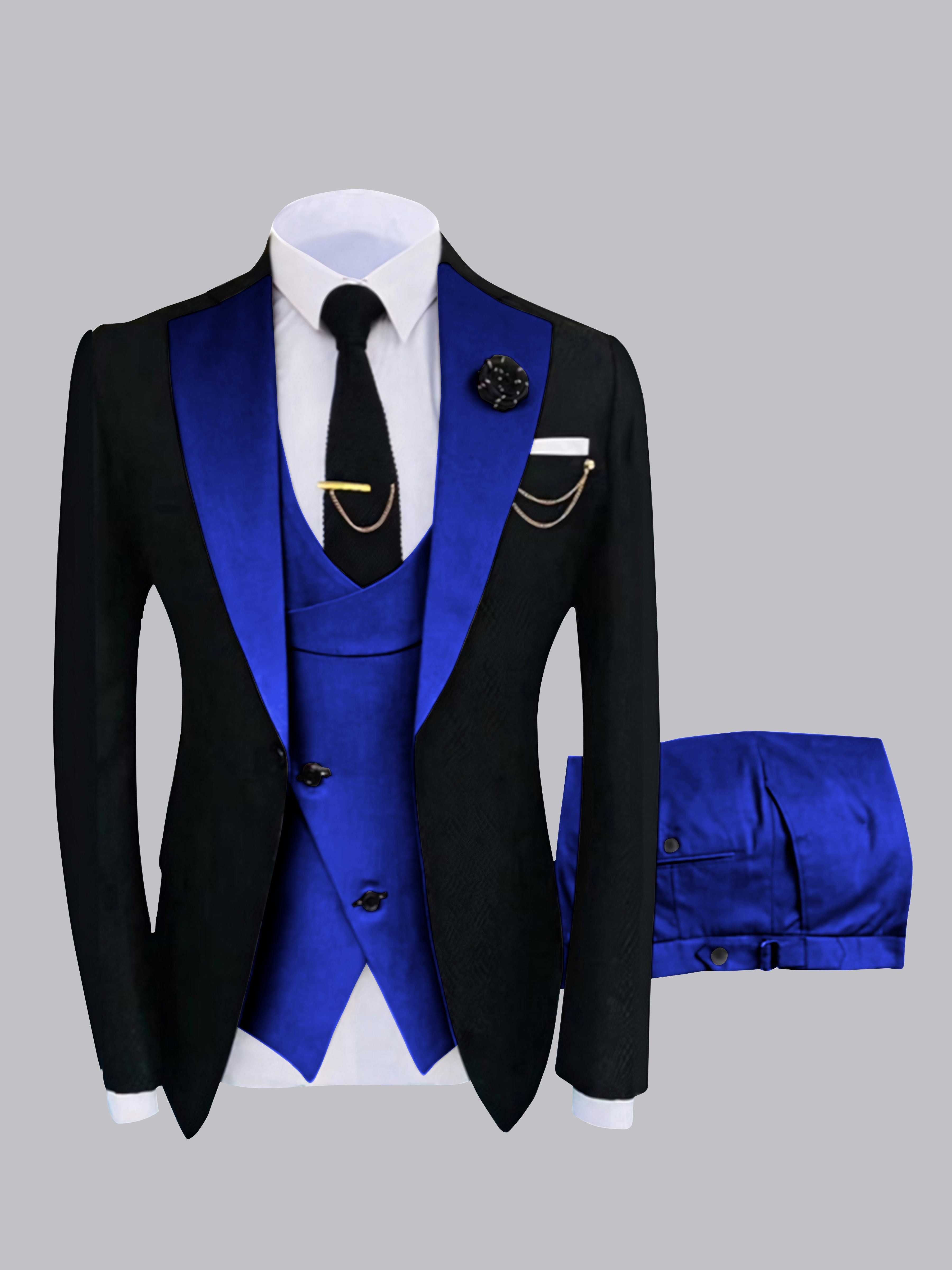 Chic Men's One Button Contrast Finishes 3 Pieces Suits