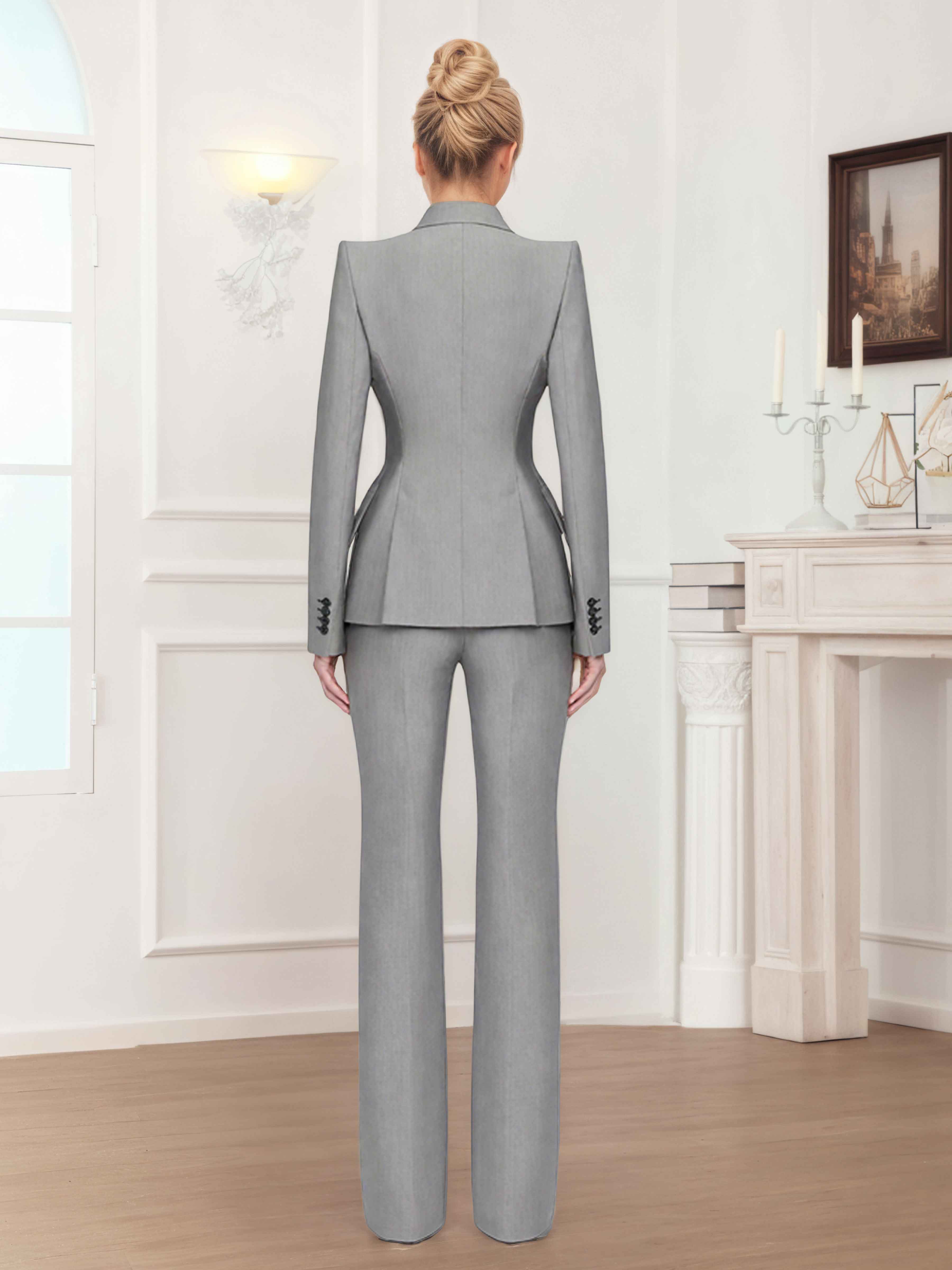 Chic Women's 2 Pieces Asymmetrical Business Casual Outfits Blazer