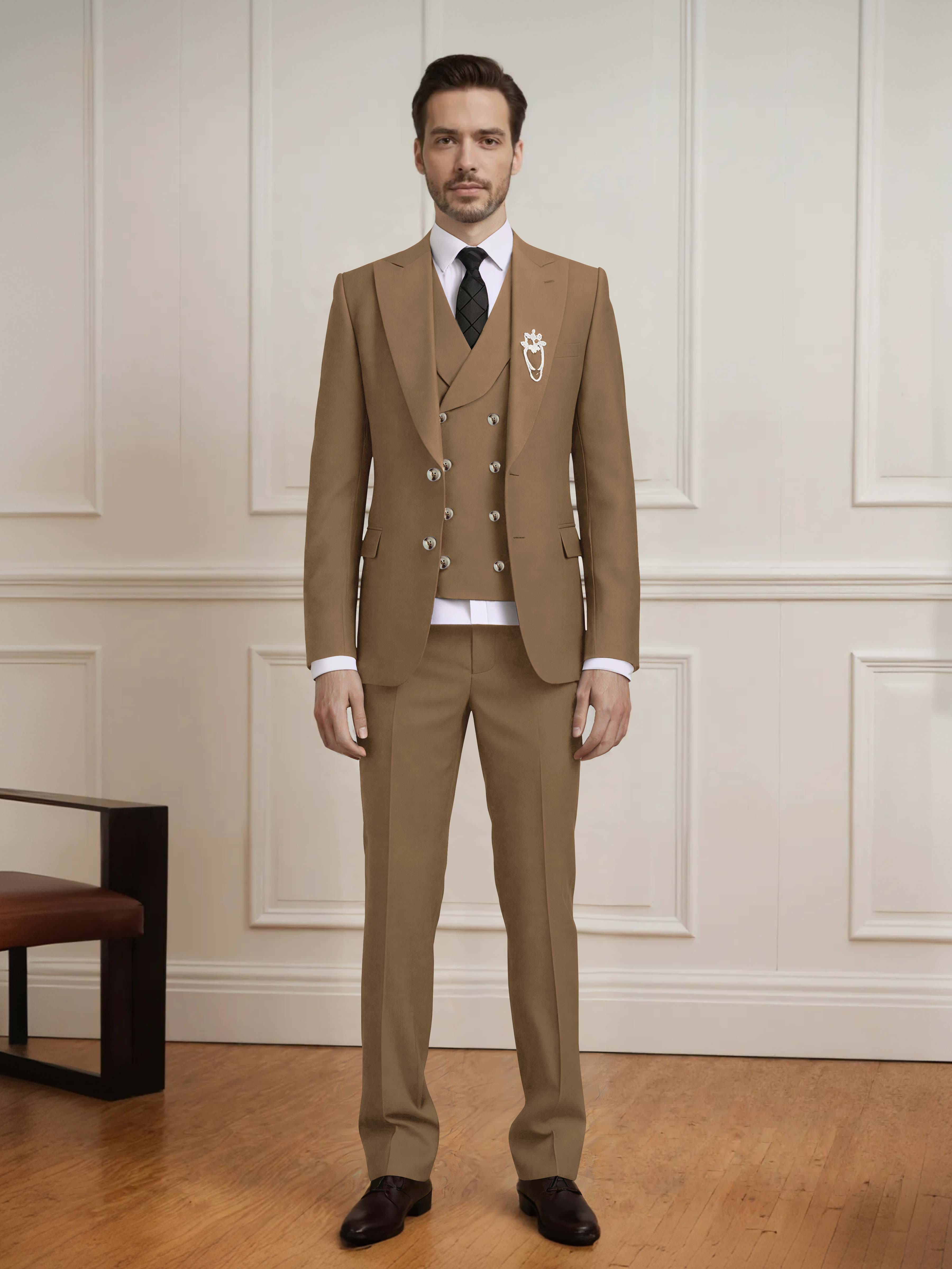 Classic Two Button Men's Wedding Suit 3 Pieces Set