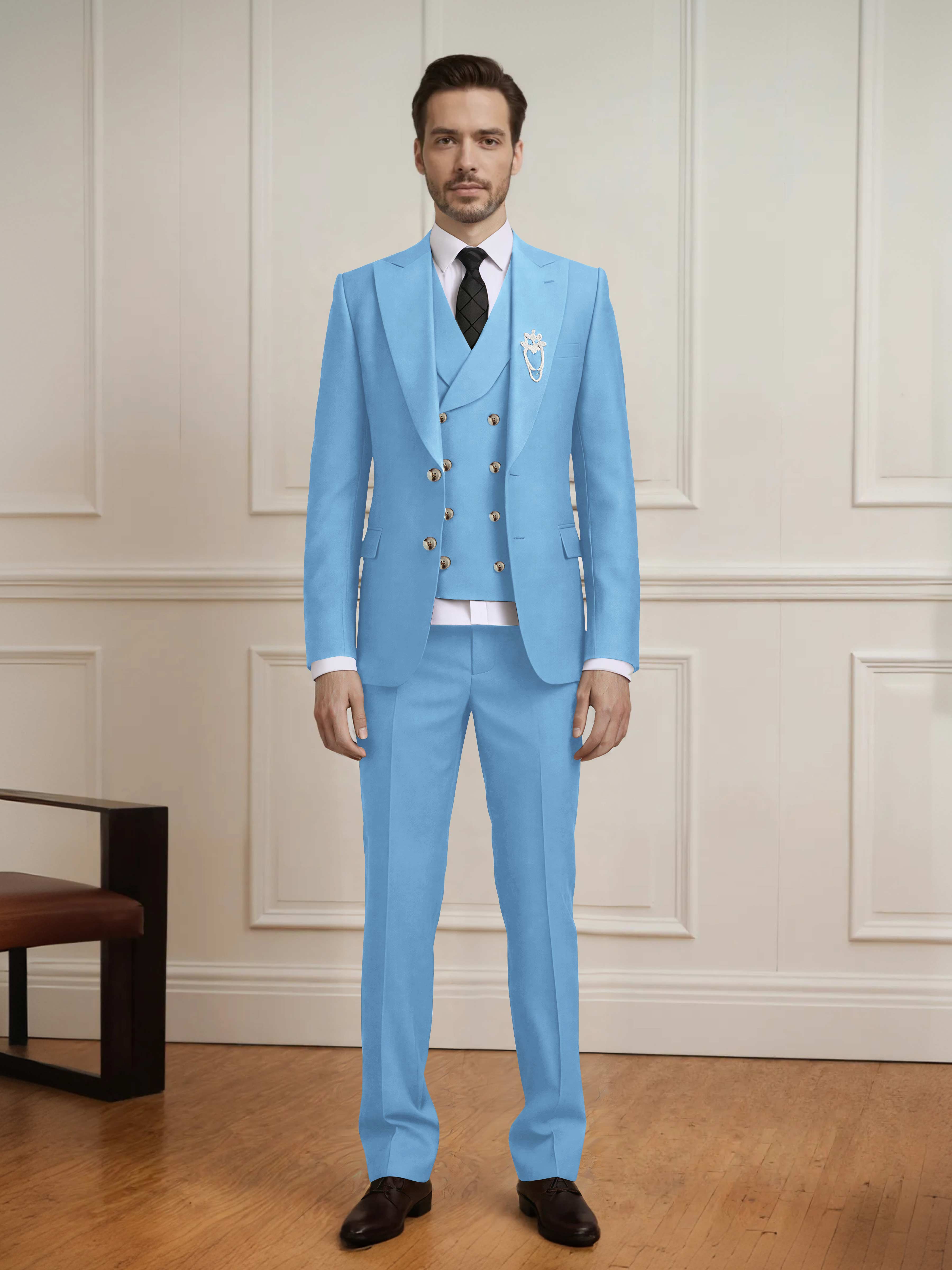 Classic Two Button Men's Wedding Suit 3 Pieces Set