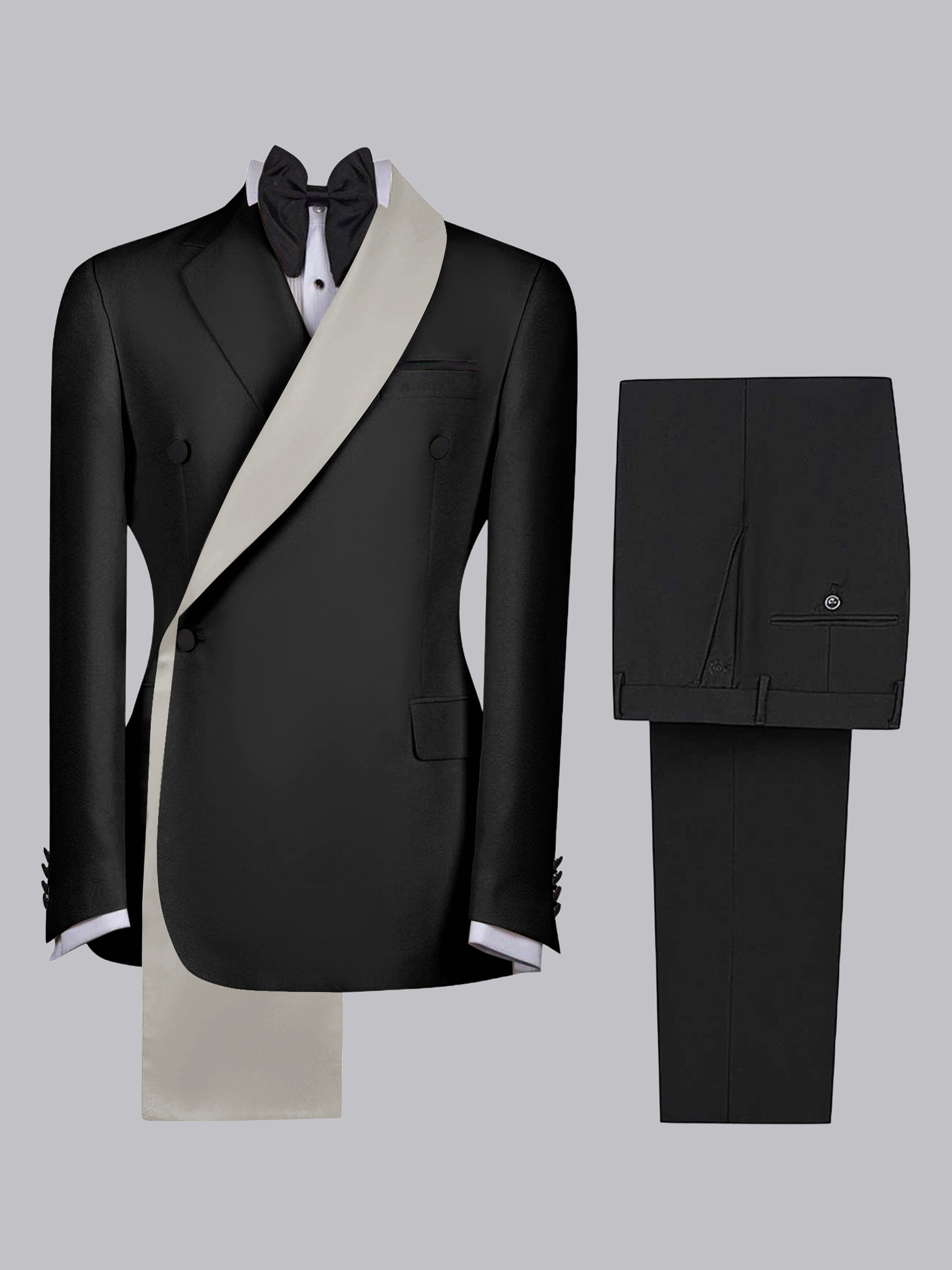 Refined Trim Detail Men's 2 Pieces Shawl Lapel Suit for Elegant Occasions