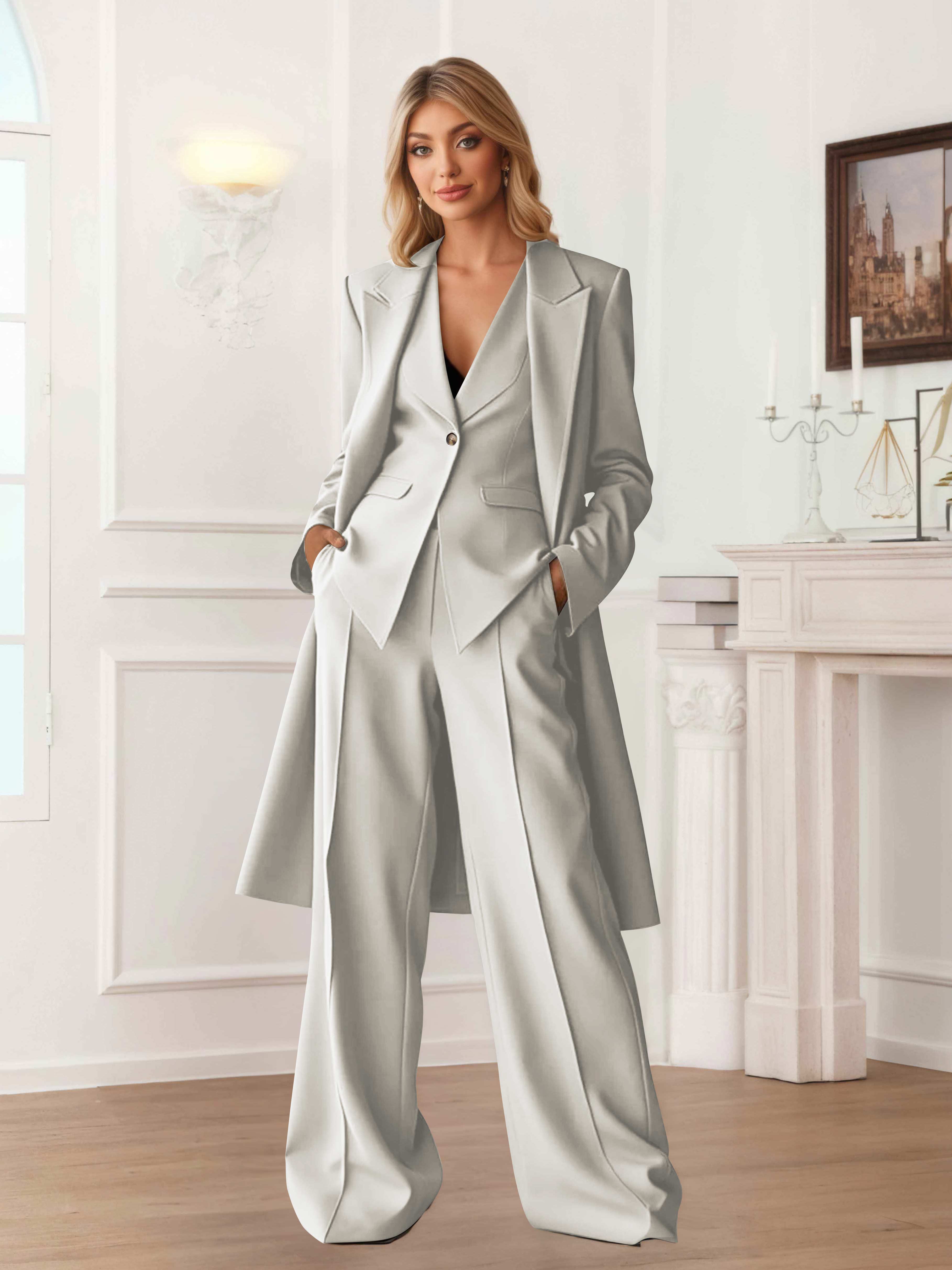 Elegant Women's 3 Pieces Casual Blazer and Pants Set