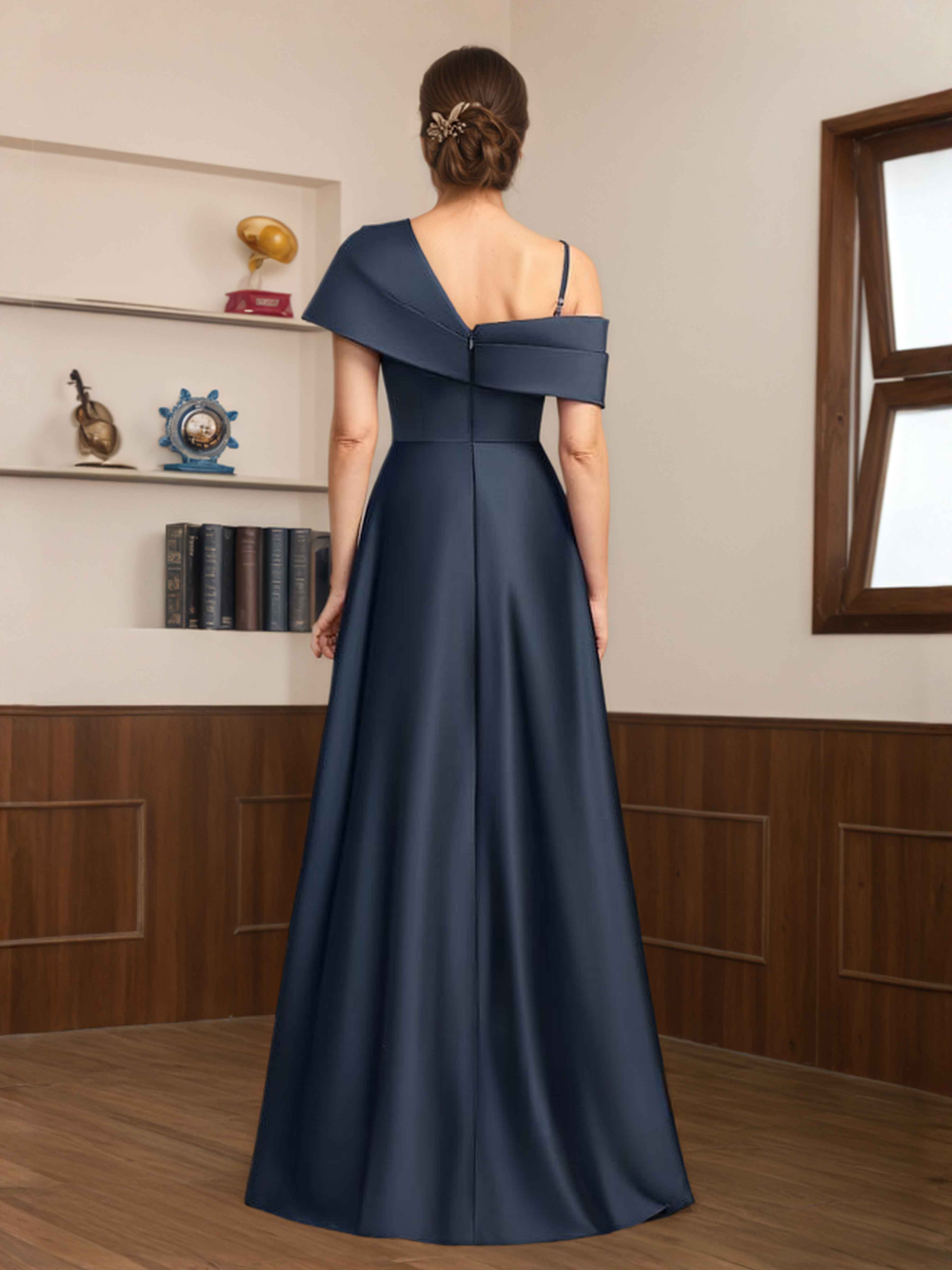 Cressa Timeless A-Line Ruched Long Satin Mother of the Bride Dresses