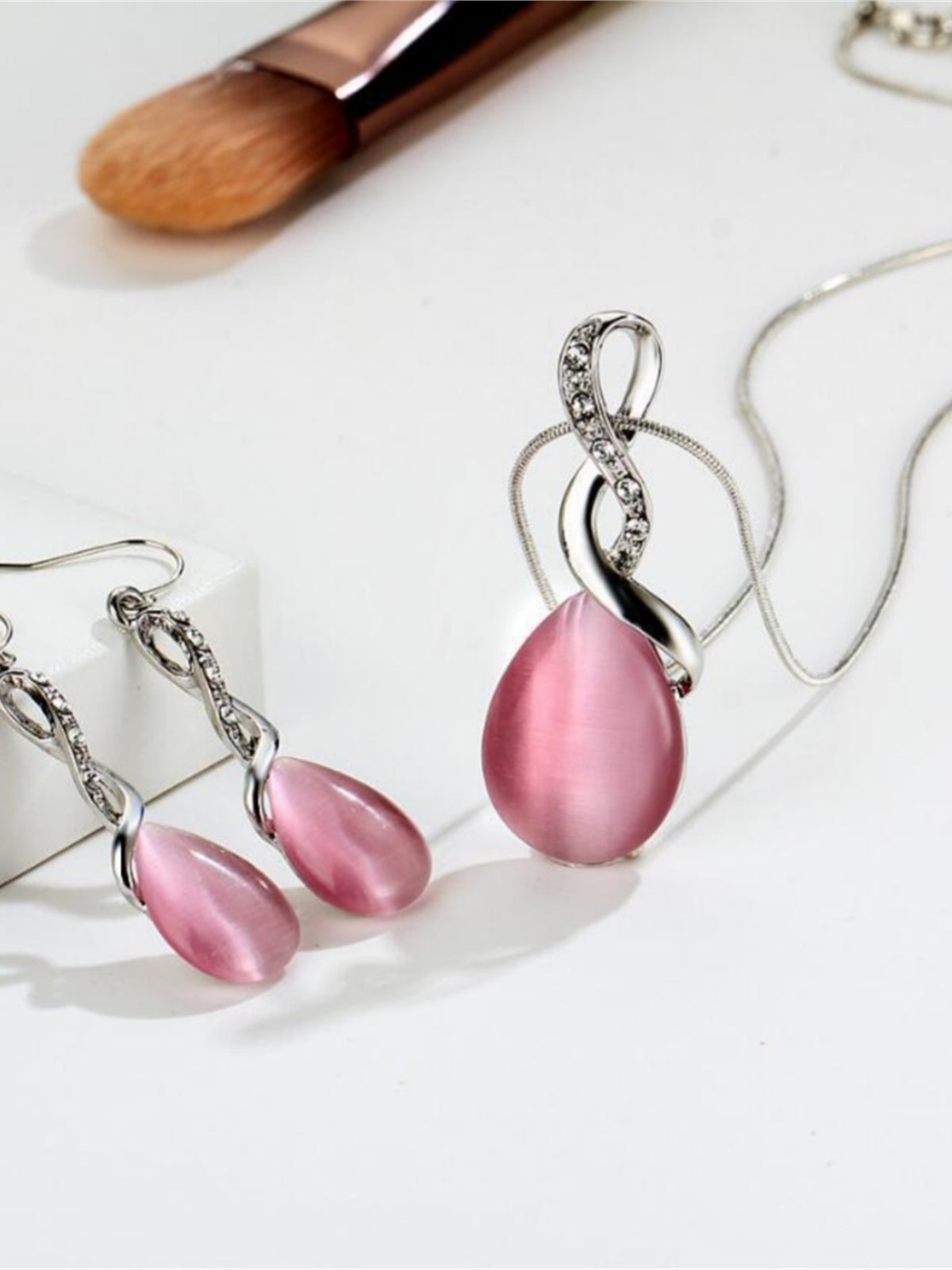 Crystal Pendant Bridal Necklace Set