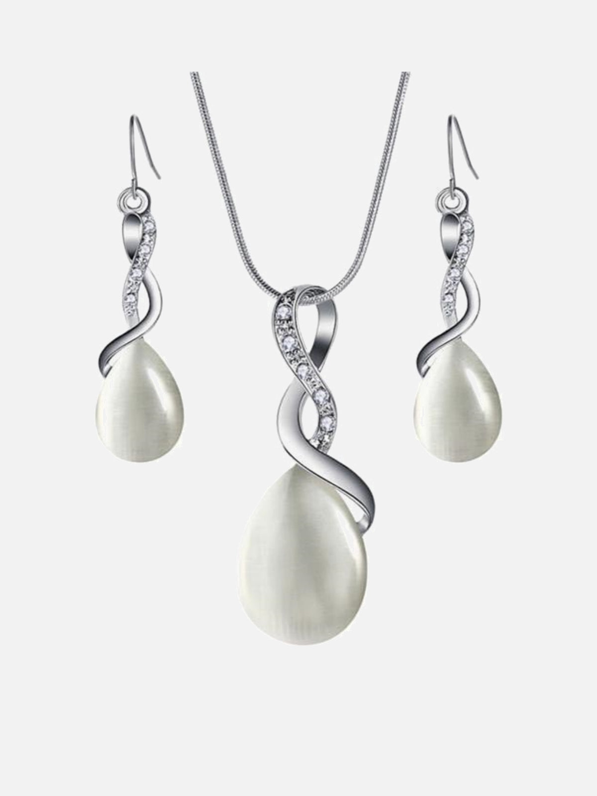 Crystal Pendant Bridal Necklace Set