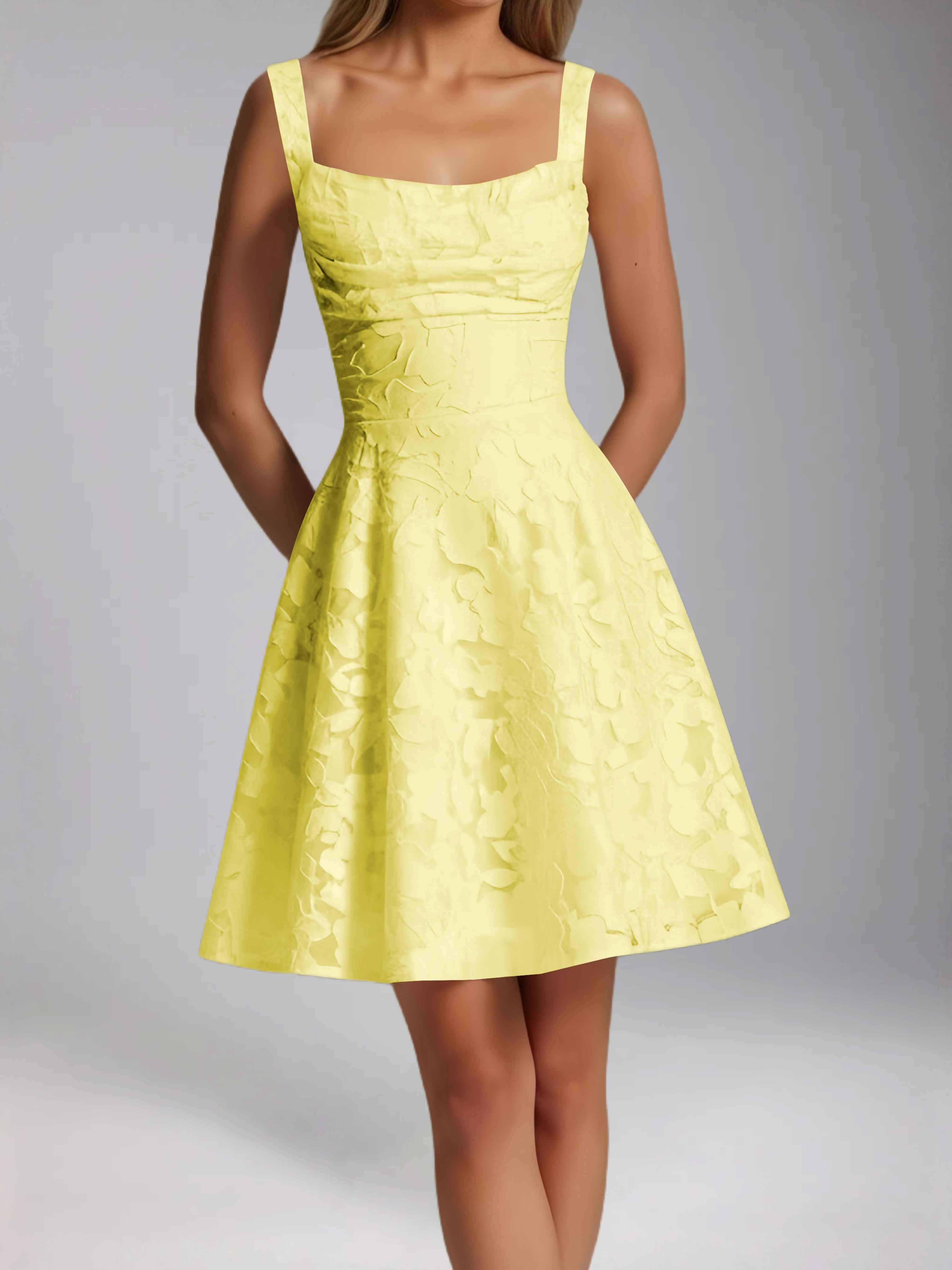 Oraelvanna Elegant Pleated A-Line Jacquard Short Party Dresses