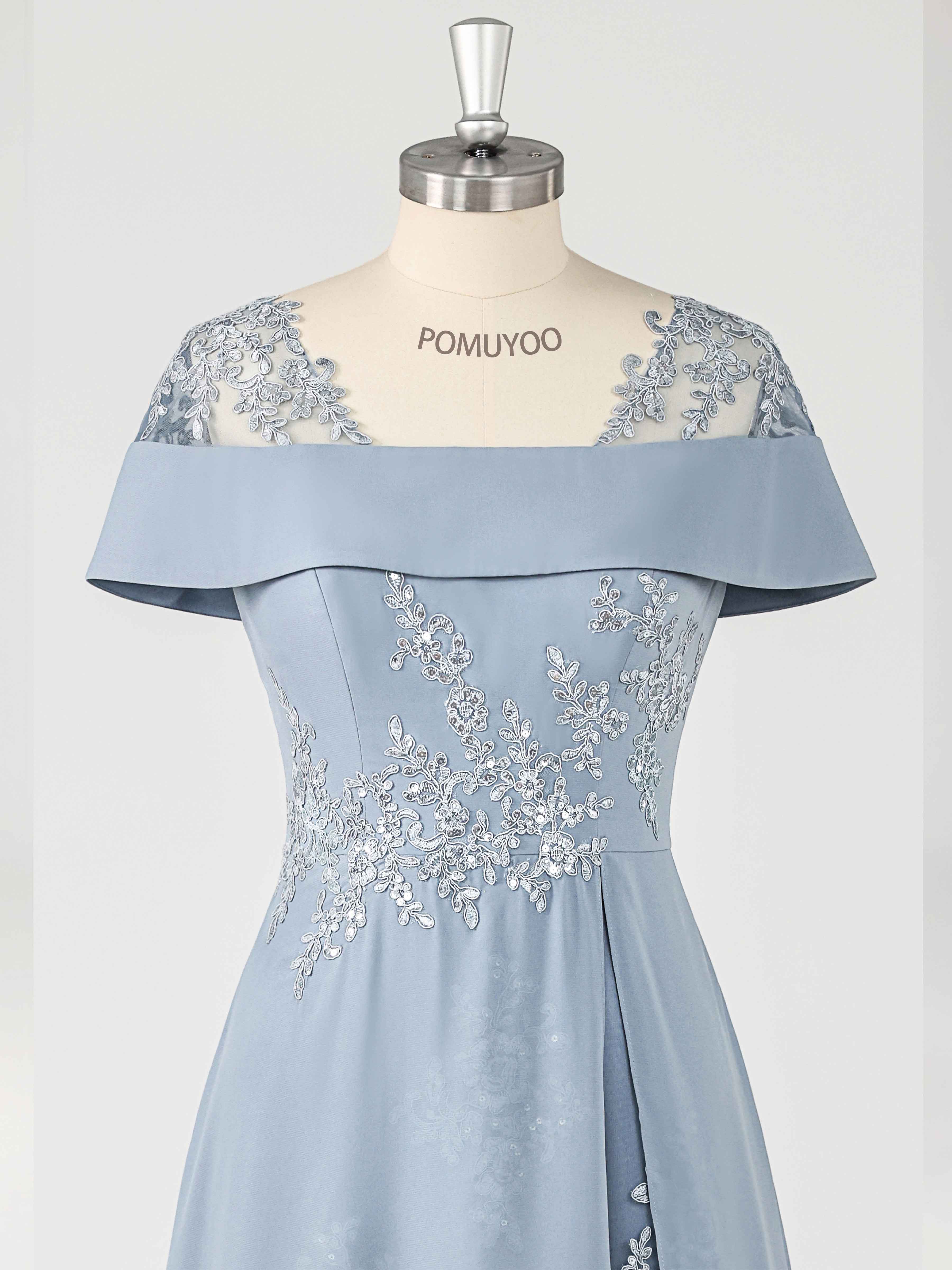 Traelithia Elegant Off the Shoulder Lace Chiffon Mother of the Bride Dresses