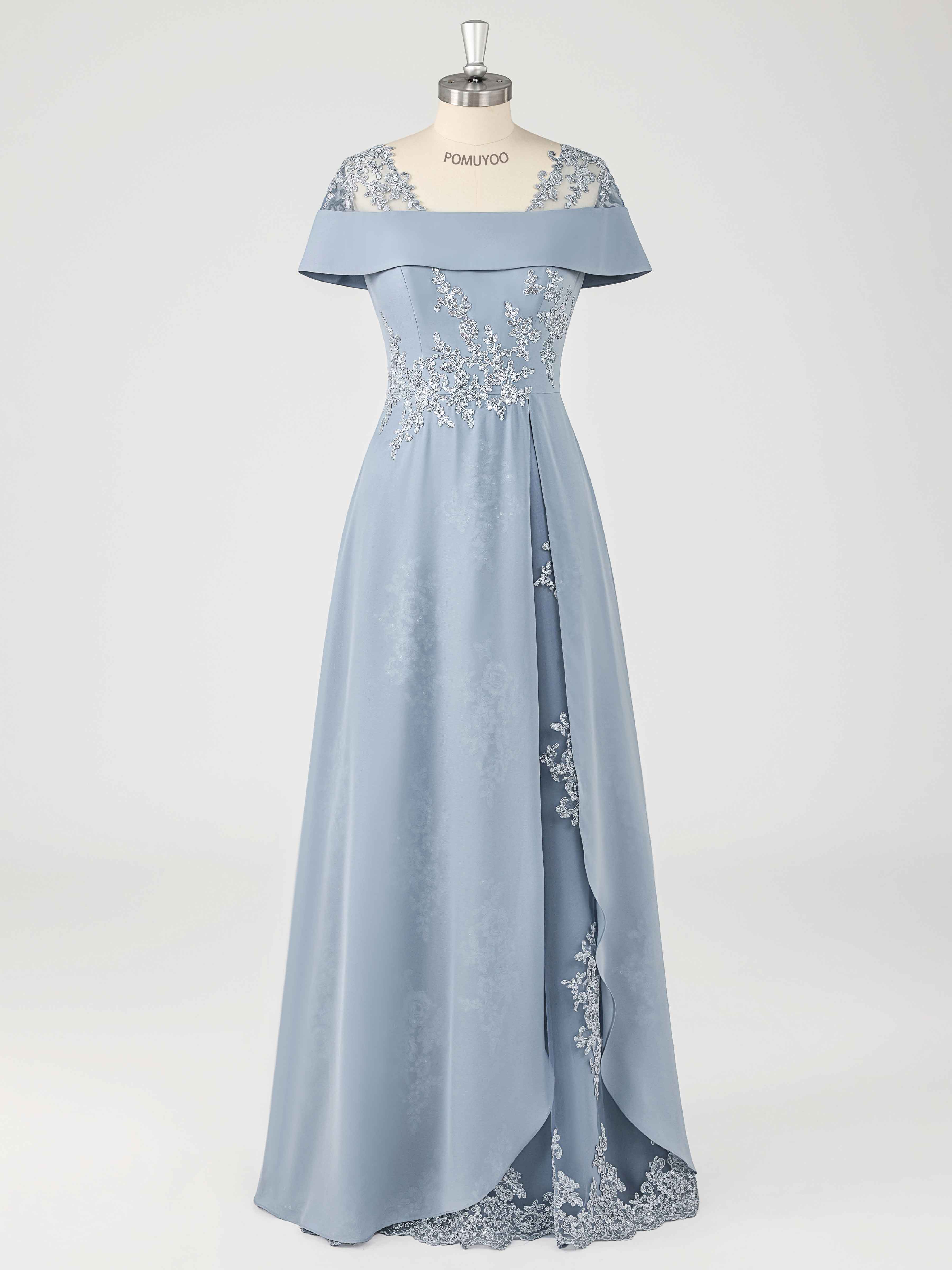 Traelithia Elegant Off the Shoulder Lace Chiffon Mother of the Bride Dresses