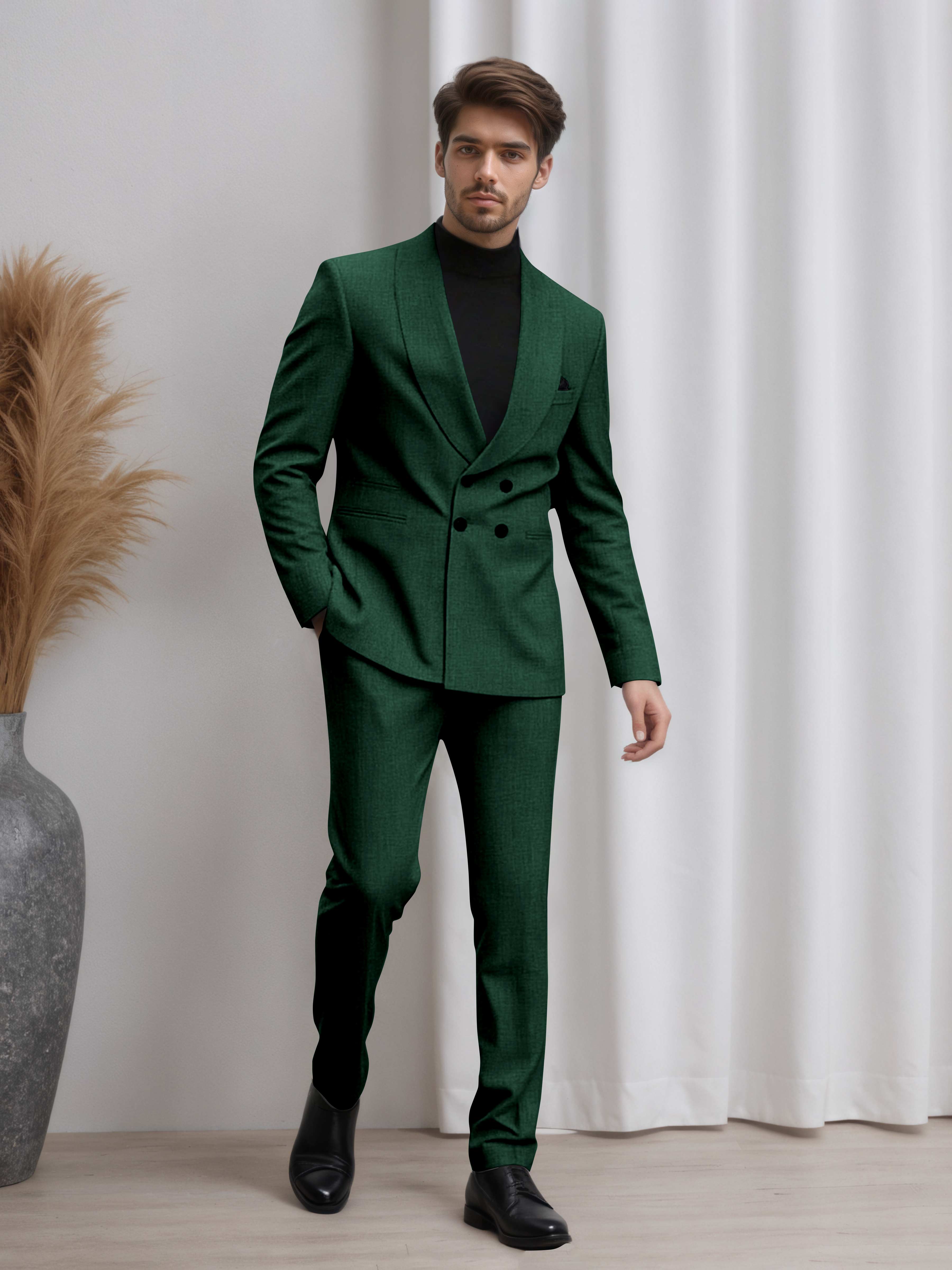 Double Breasted Shawl Lapel Men's 2 Pieces Suit for Business & Wedding Guests