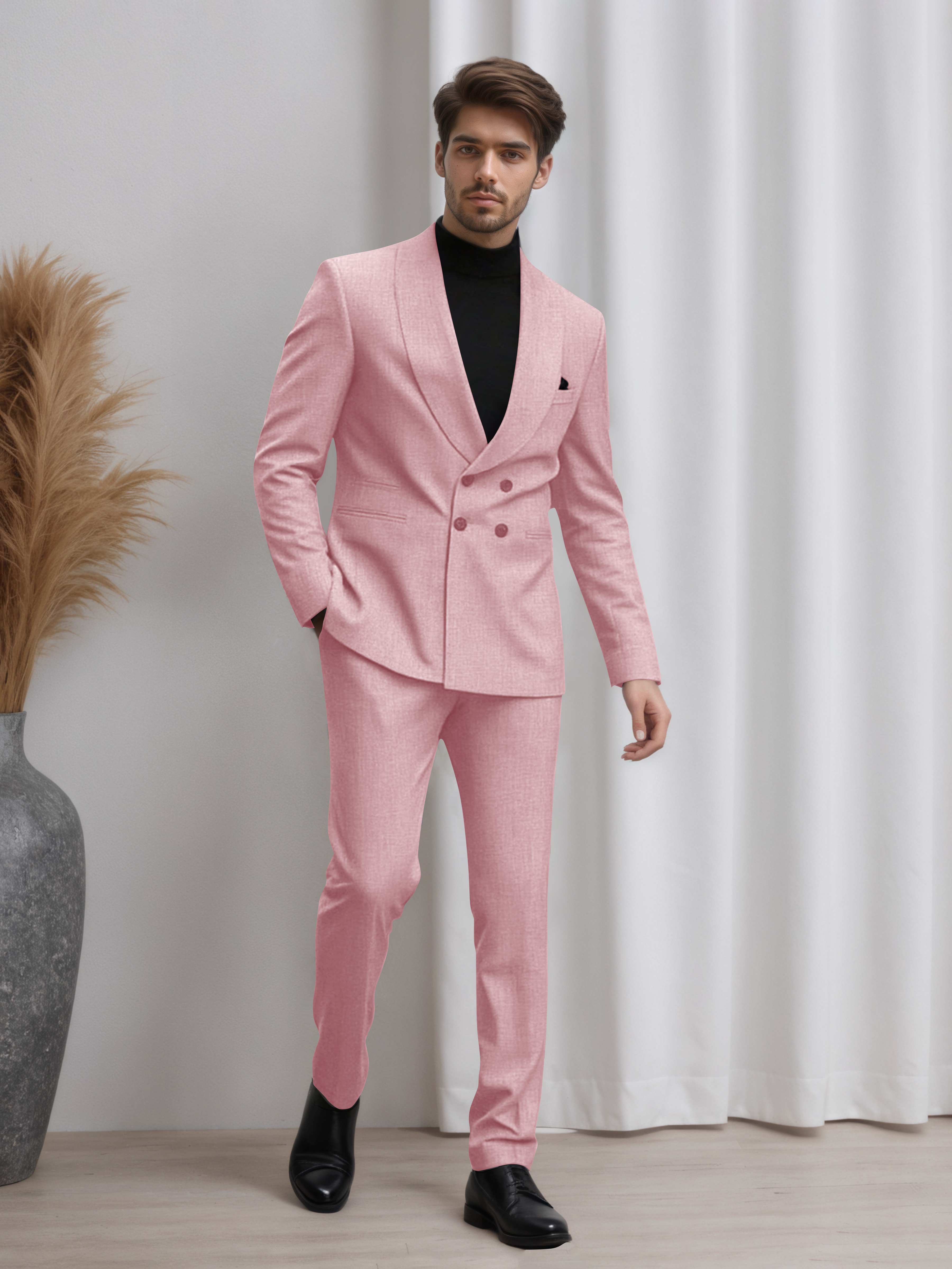 Double Breasted Shawl Lapel Men's 2 Pieces Suit for Business & Wedding Guests