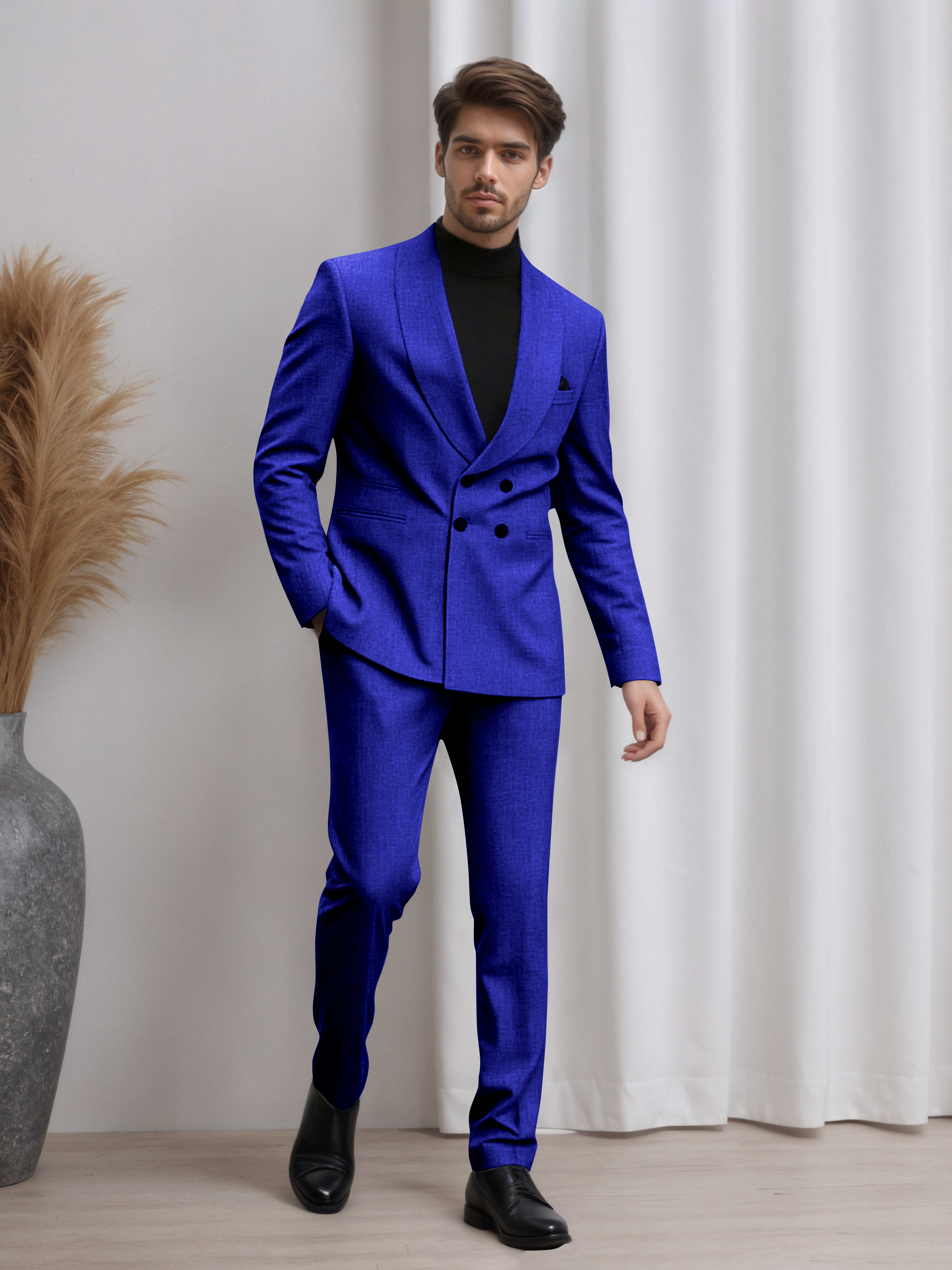 Double Breasted Shawl Lapel Men's 2 Pieces Suit for Business & Wedding Guests