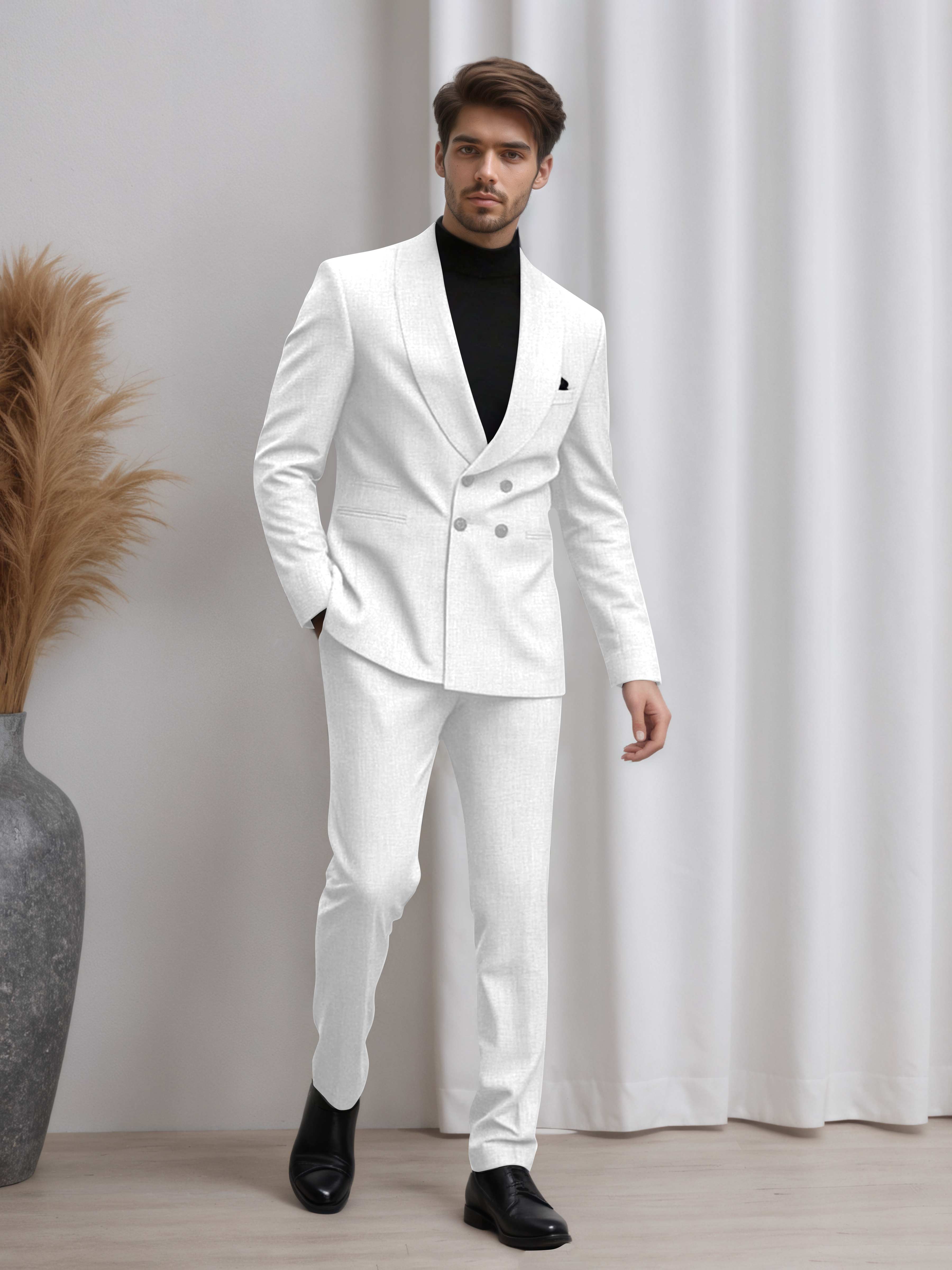 Double Breasted Shawl Lapel Men's 2 Pieces Suit for Business & Wedding Guests