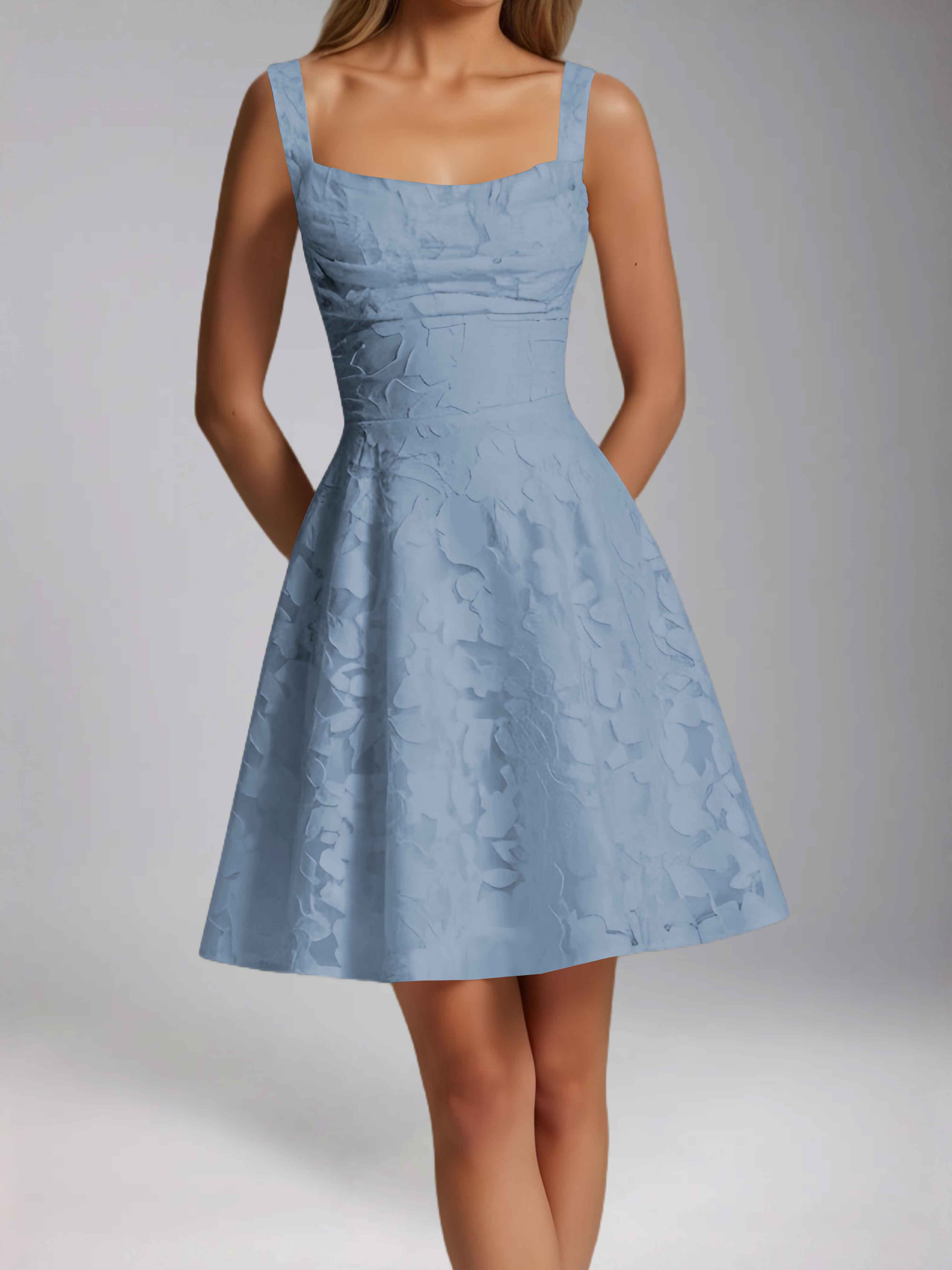 Oraelvanna Elegant Pleated A-Line Jacquard Short Party Dresses
