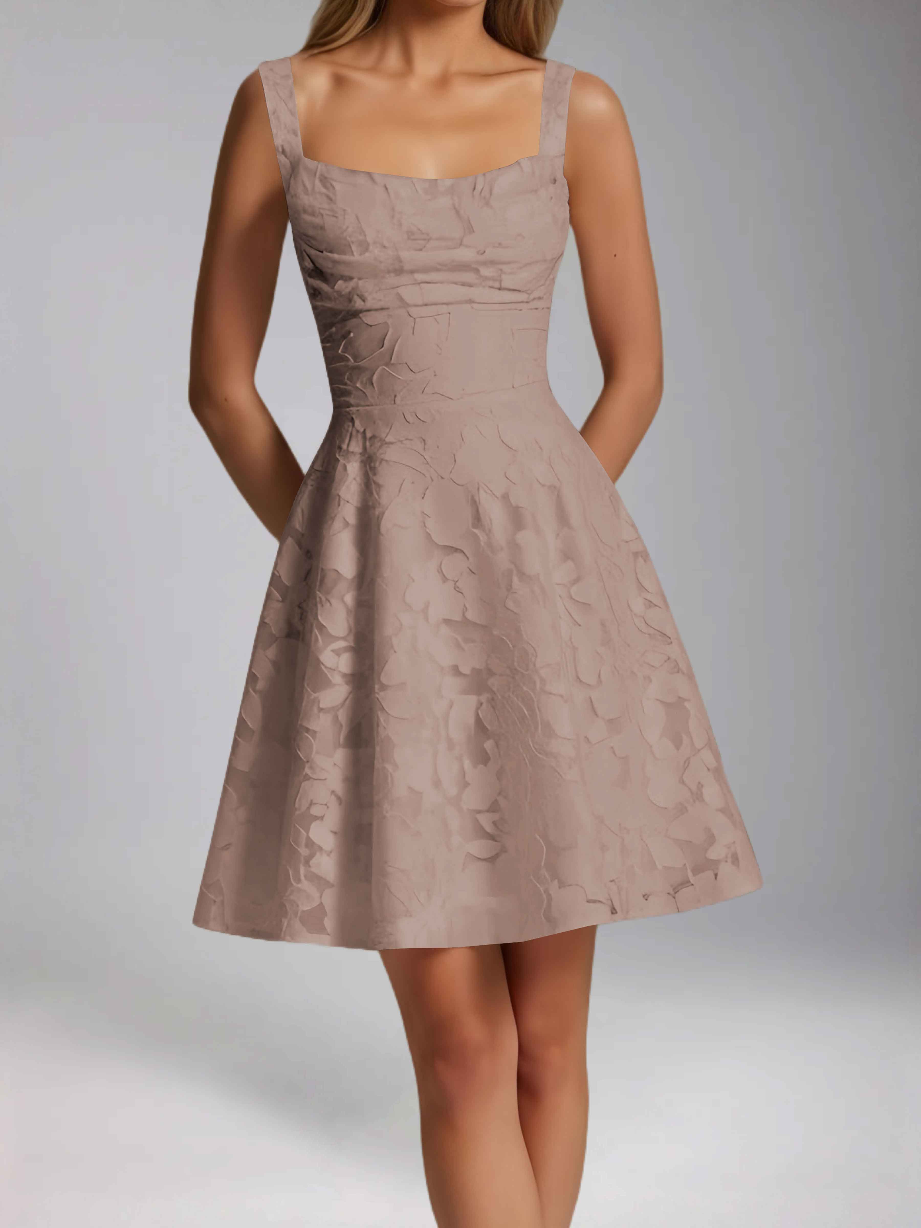 Oraelvanna Elegant Pleated A-Line Jacquard Short Party Dresses