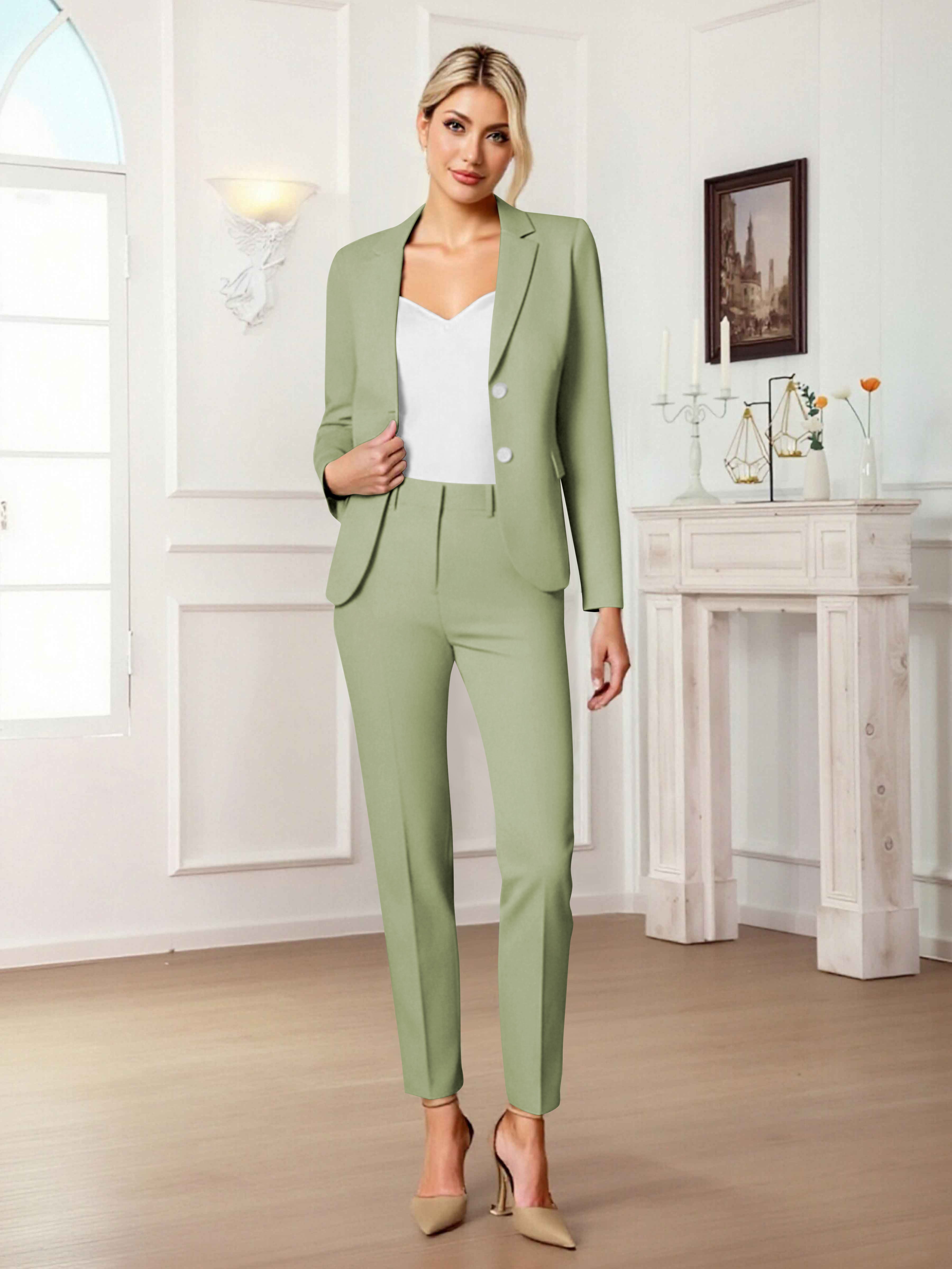 Slim Fit Women's 2 Pieces Notch Lapel Two Button Suit For Guest