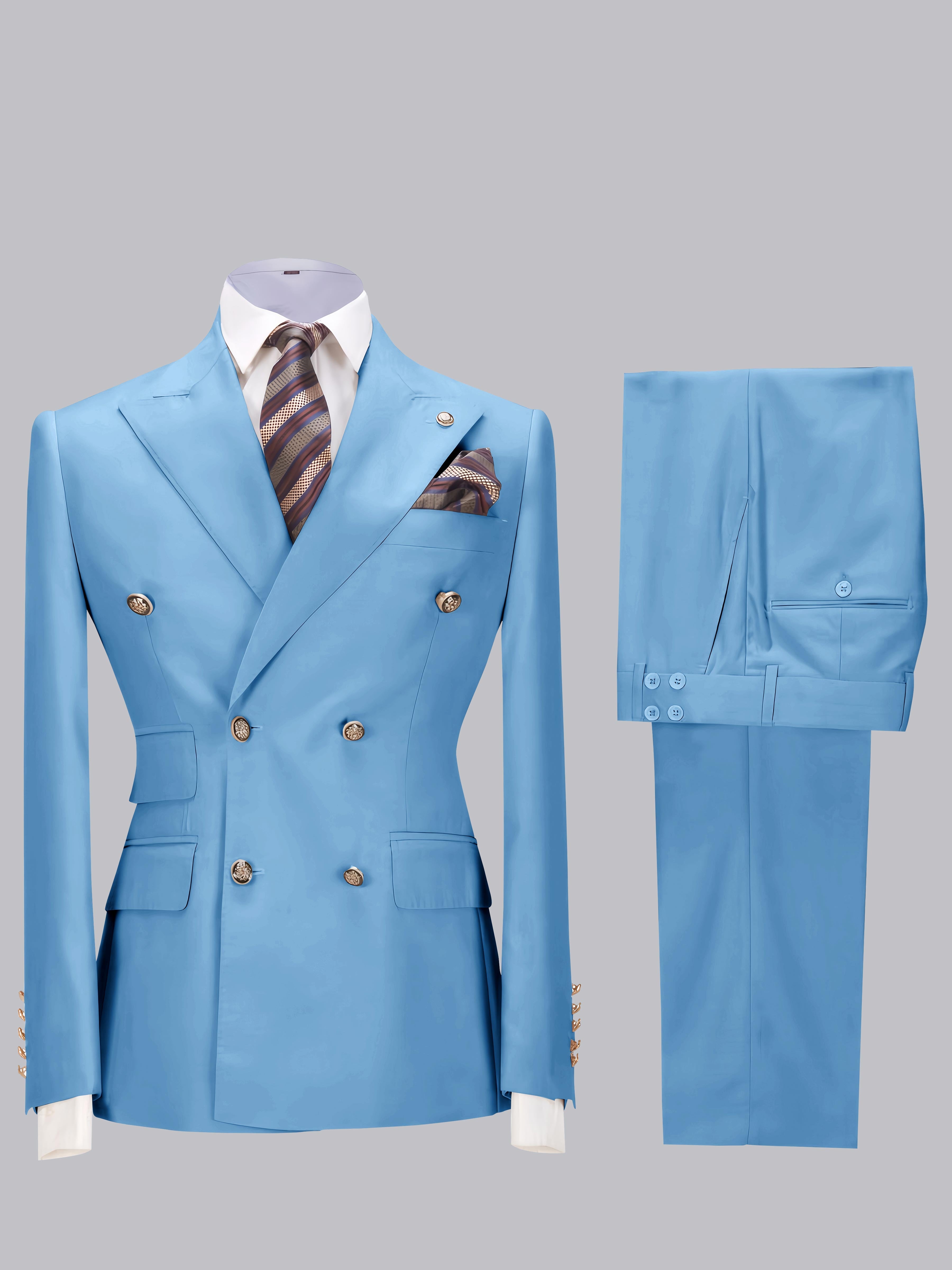 Elegant Double Breasted Slim Fit Men's 2 Pieces Wedding Suits