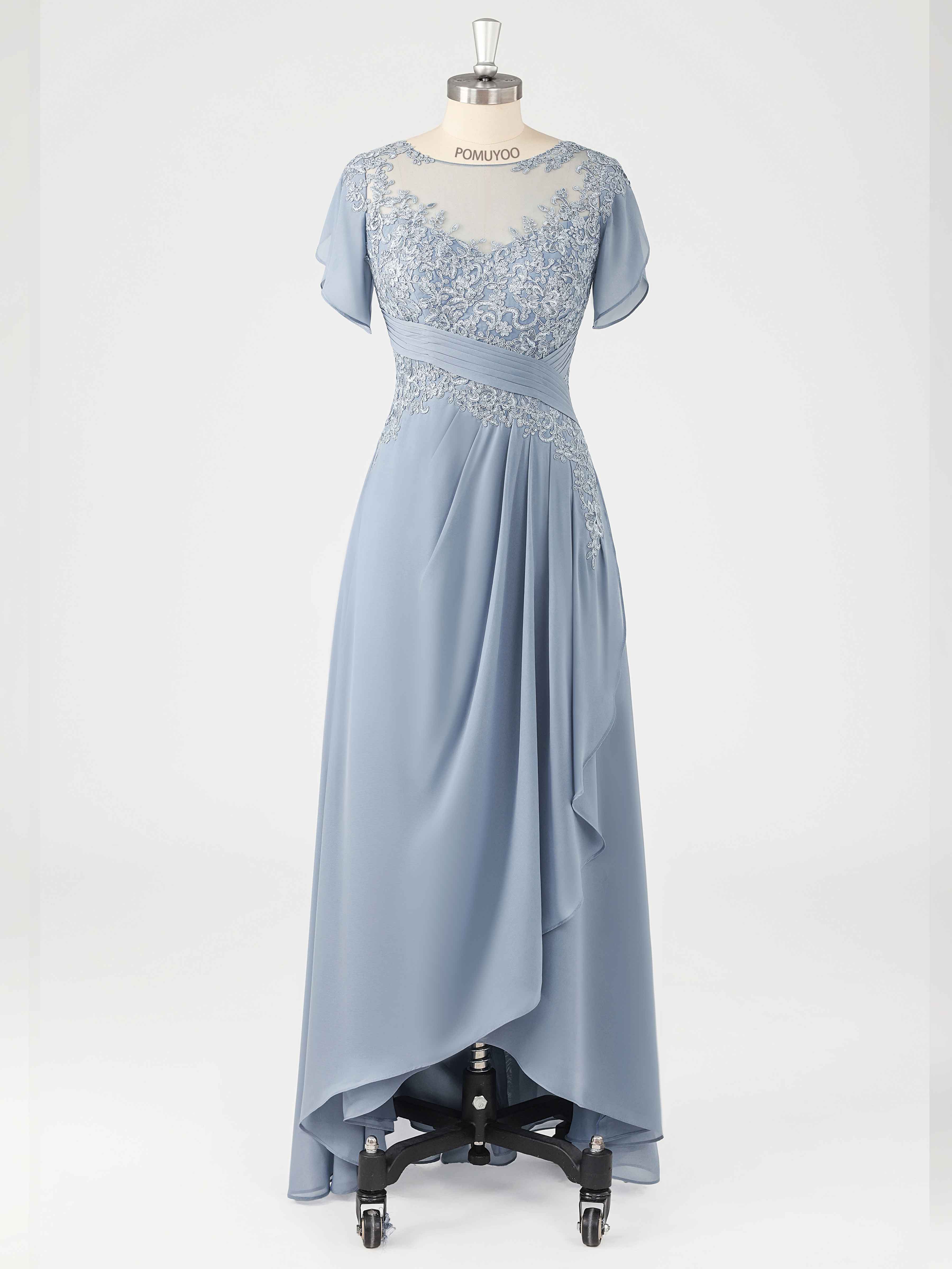 Elegant Illusion Ruched Asymmetrical Chiffon Mother of the Bride Dresses