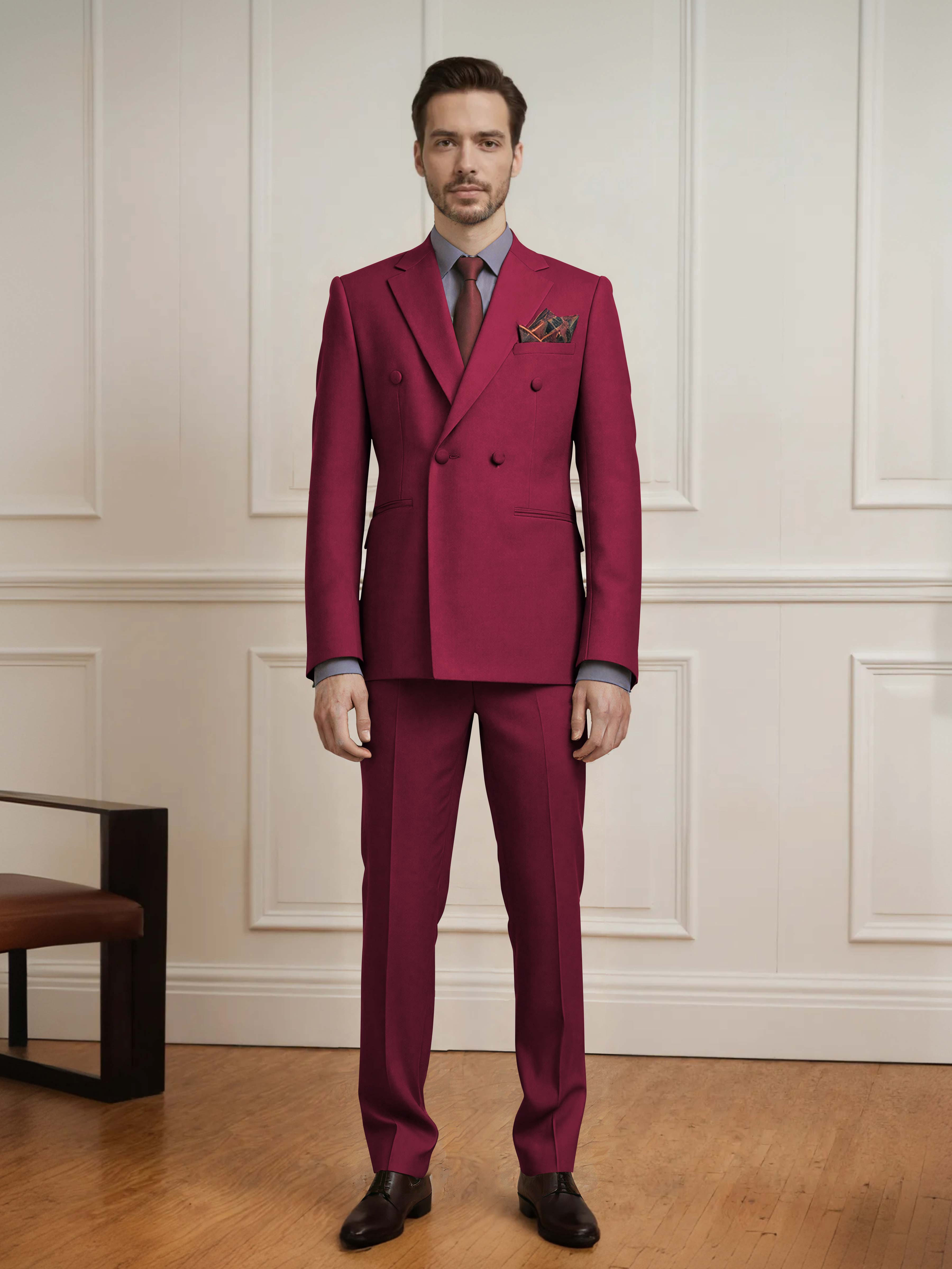 Elegant Men's 2 Pieces Double Breasted Wedding Suit