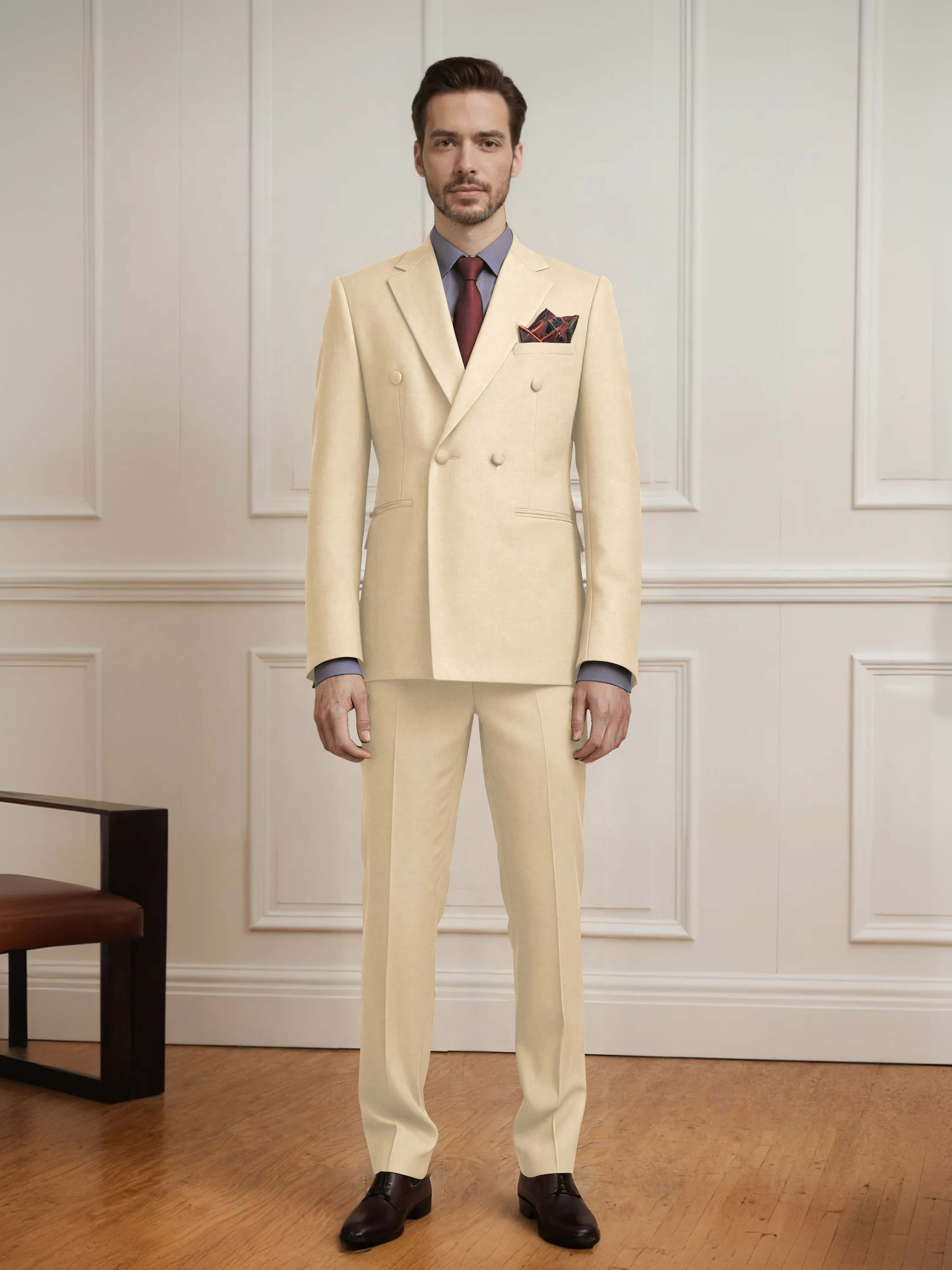 Elegant Men's 2 Pieces Double Breasted Wedding Suit