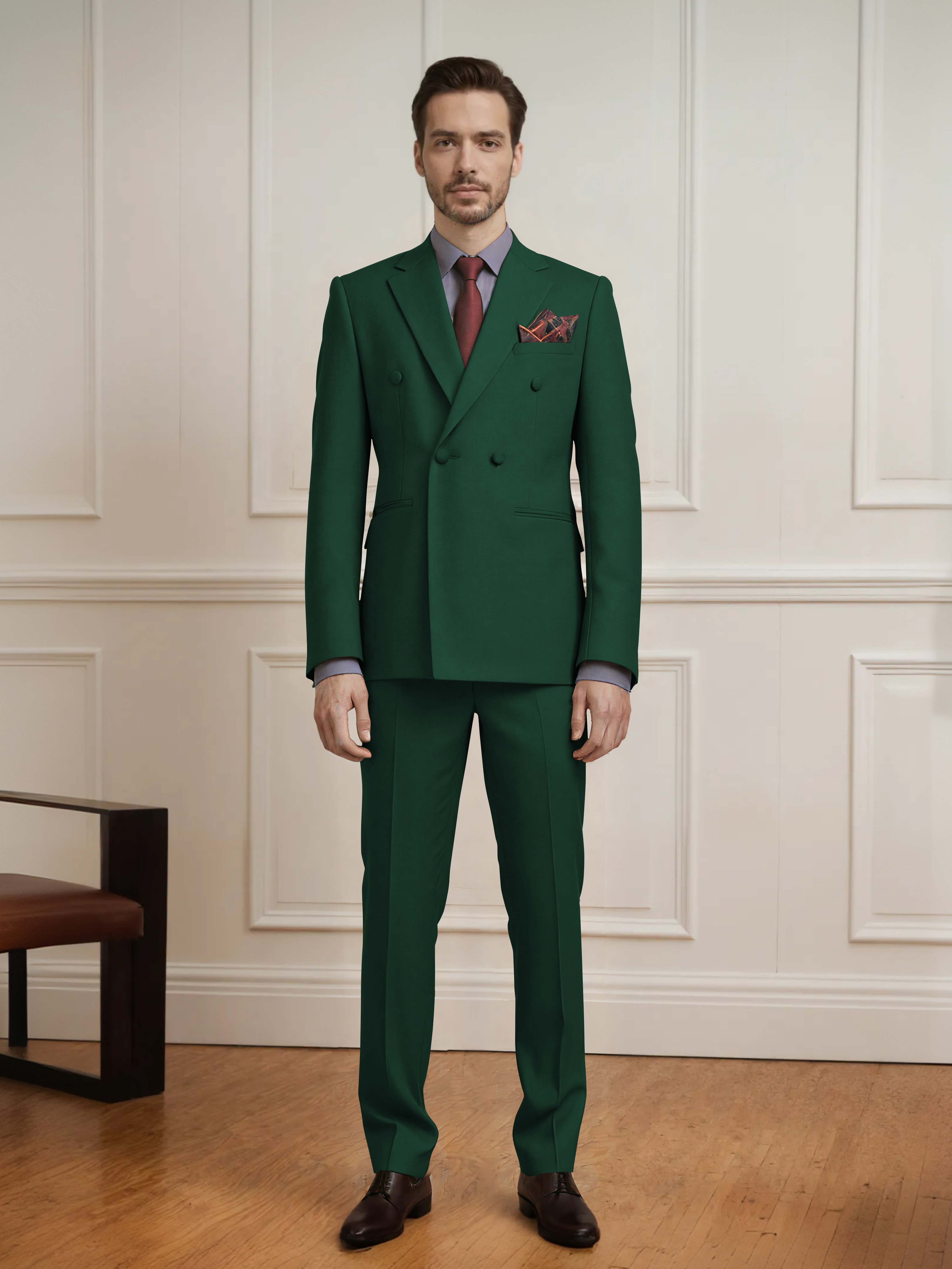 Elegant Men's 2 Pieces Double Breasted Wedding Suit