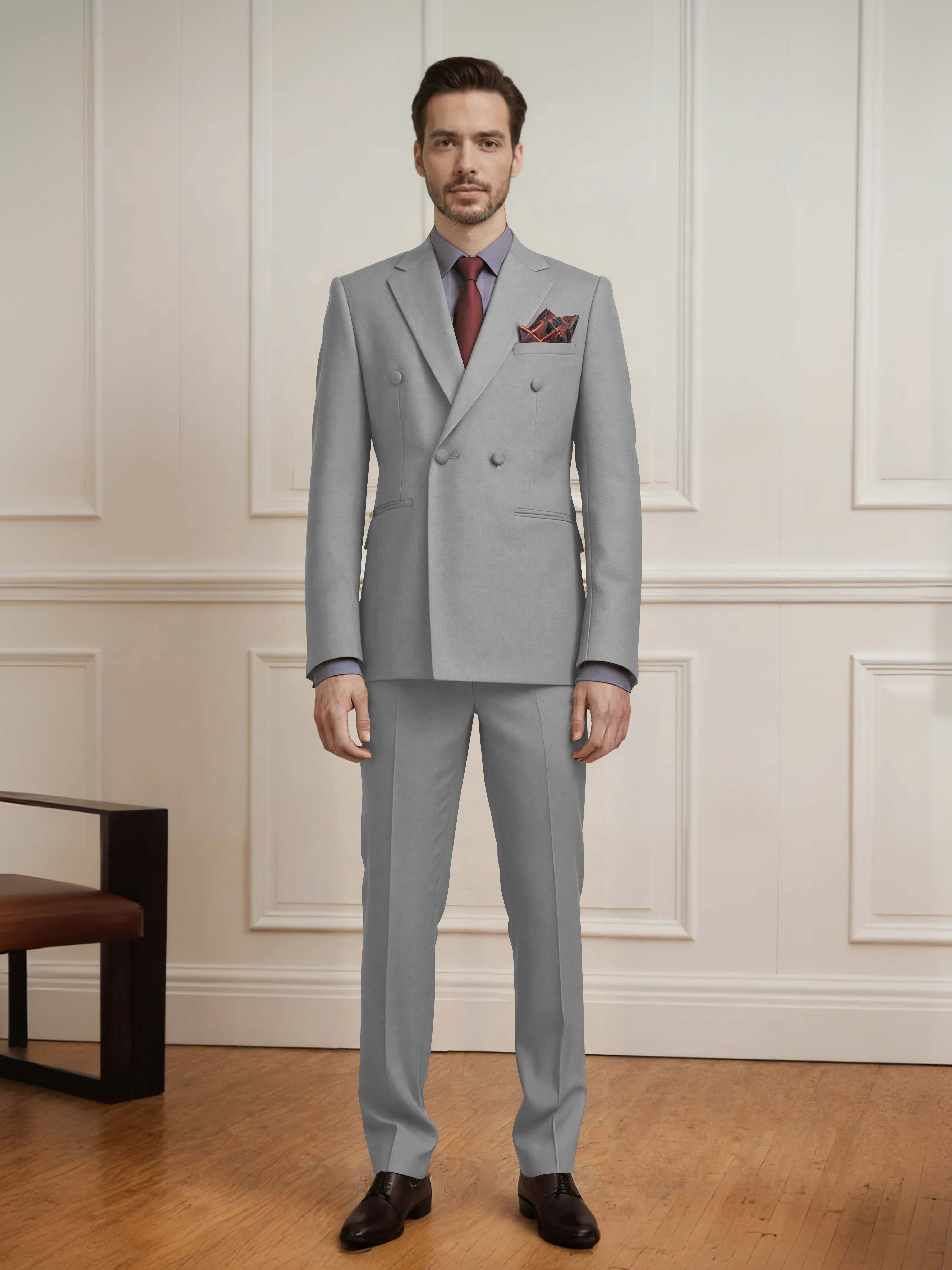 Elegant Men's 2 Pieces Double Breasted Wedding Suit