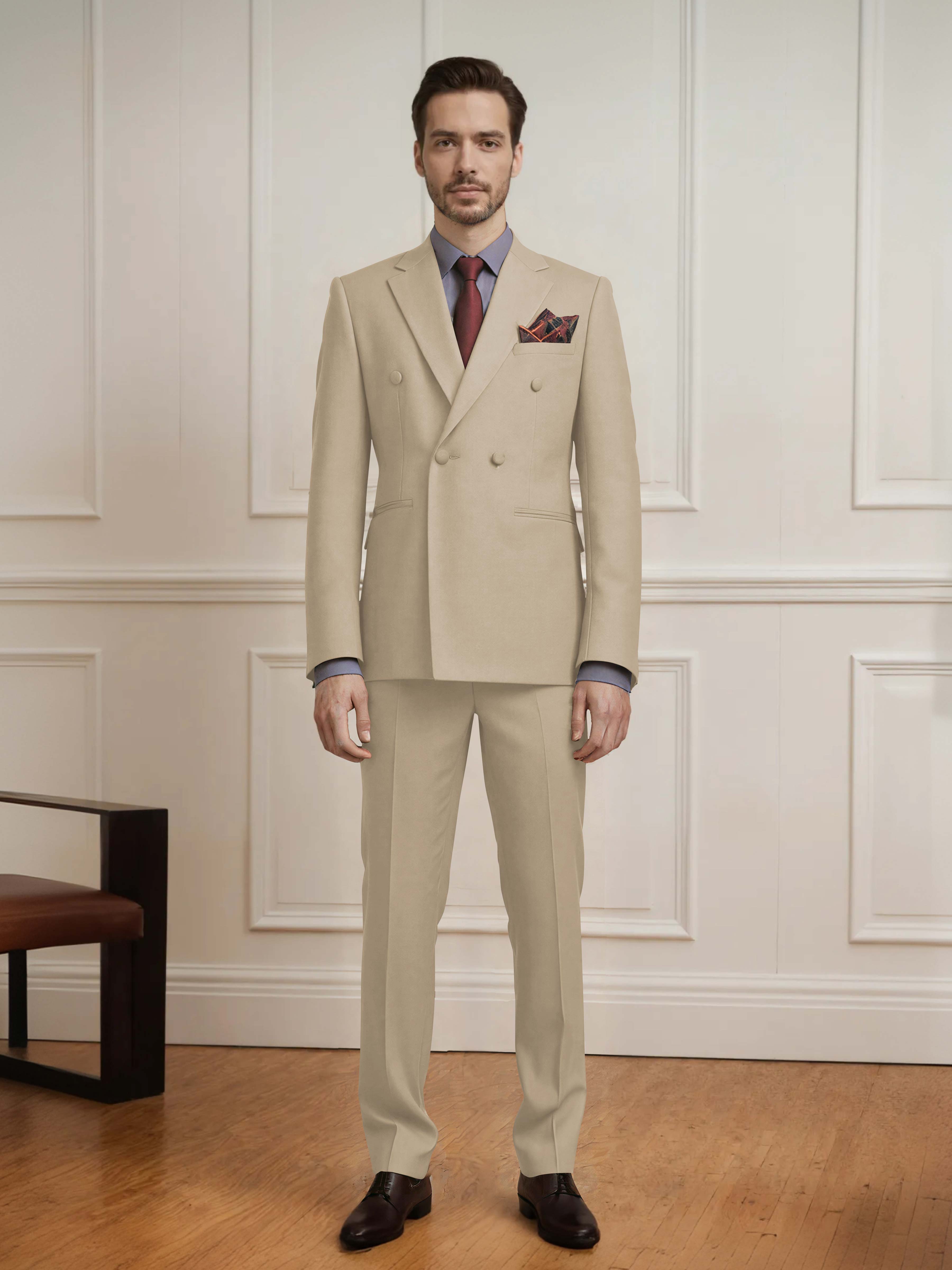 Elegant Men's 2 Pieces Double Breasted Wedding Suit