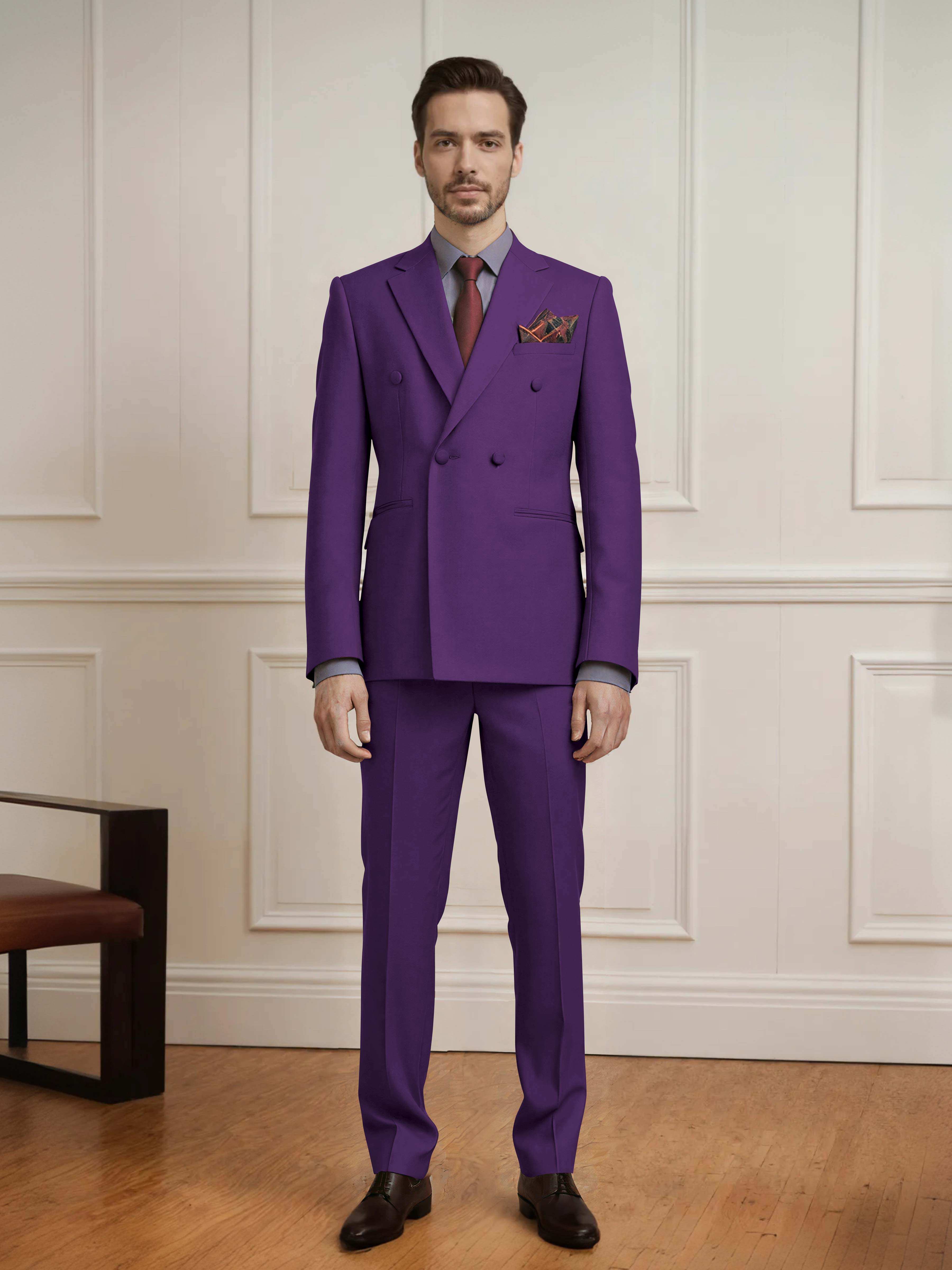 Elegant Men's 2 Pieces Double Breasted Wedding Suit