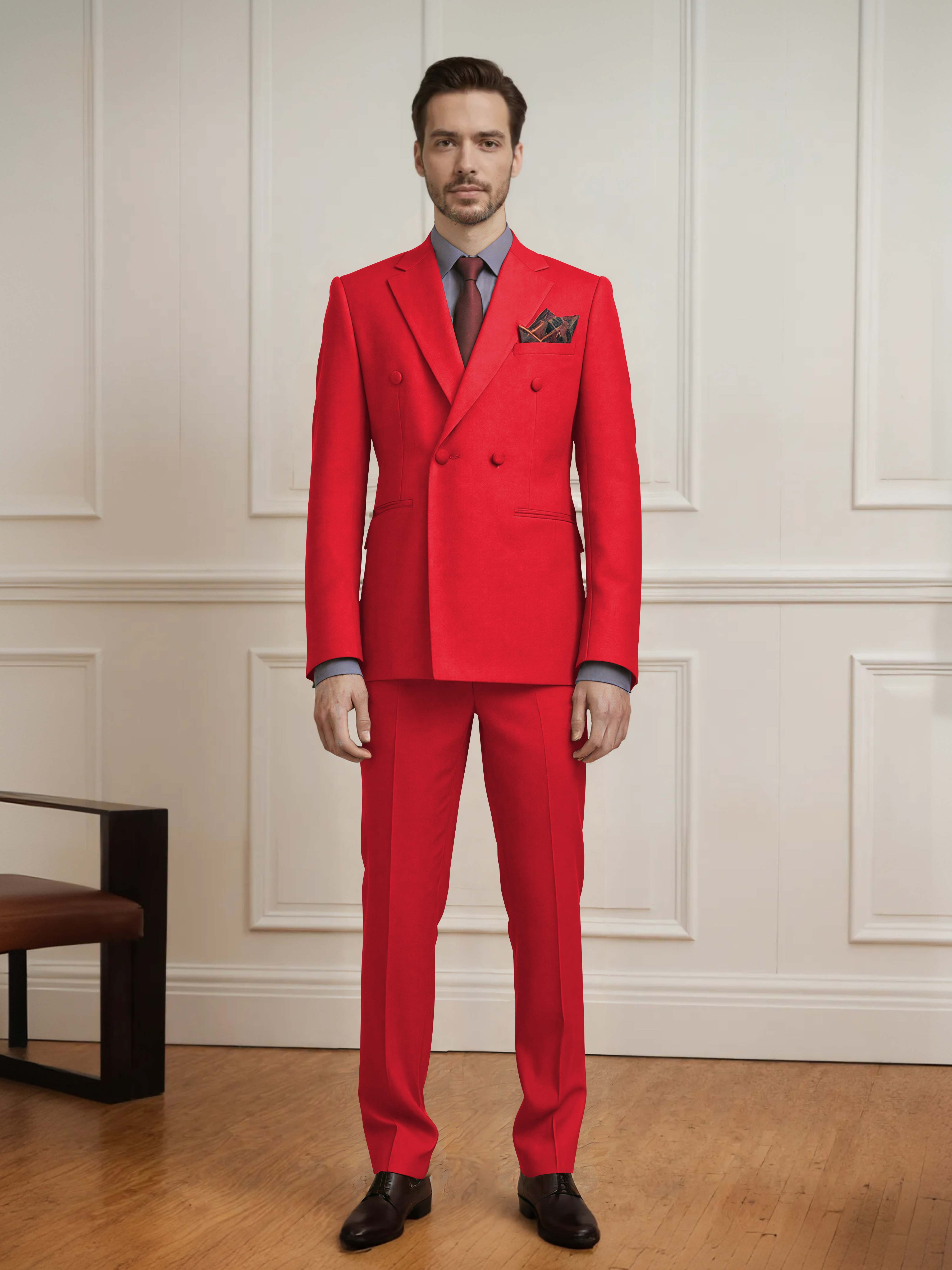 Elegant Men's 2 Pieces Double Breasted Wedding Suit